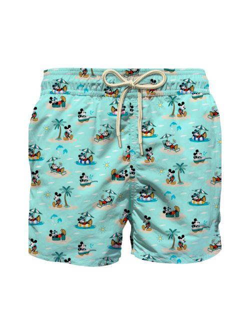 Costume "Jean Lighting" Saint Barth verde con topolino in spiaggia