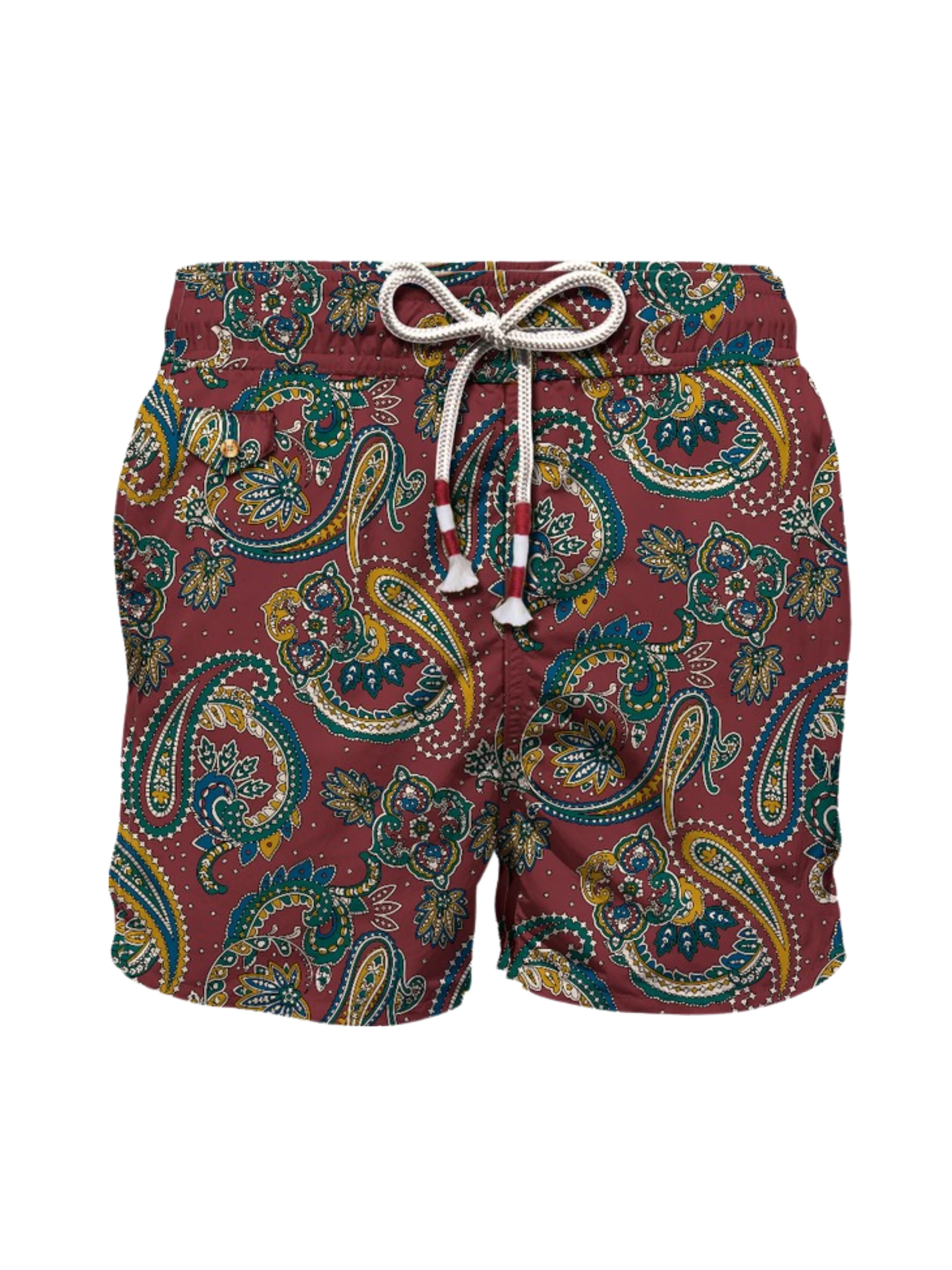 Costume "Lighting 70" Saint Barth bordeaux con stampa paisley all over