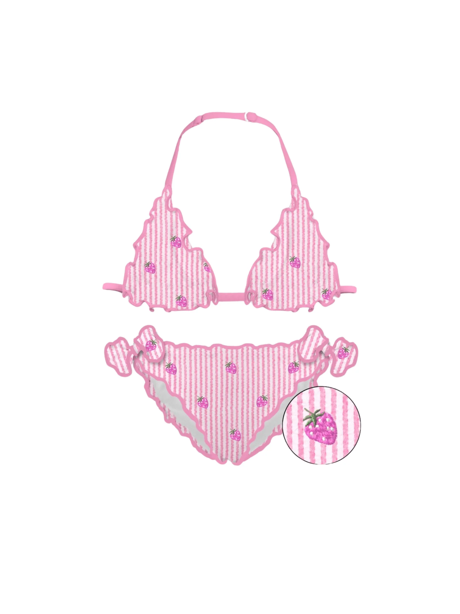 Costume MC2 Saint Barth "Cris cotton" rosa ricami fragoline