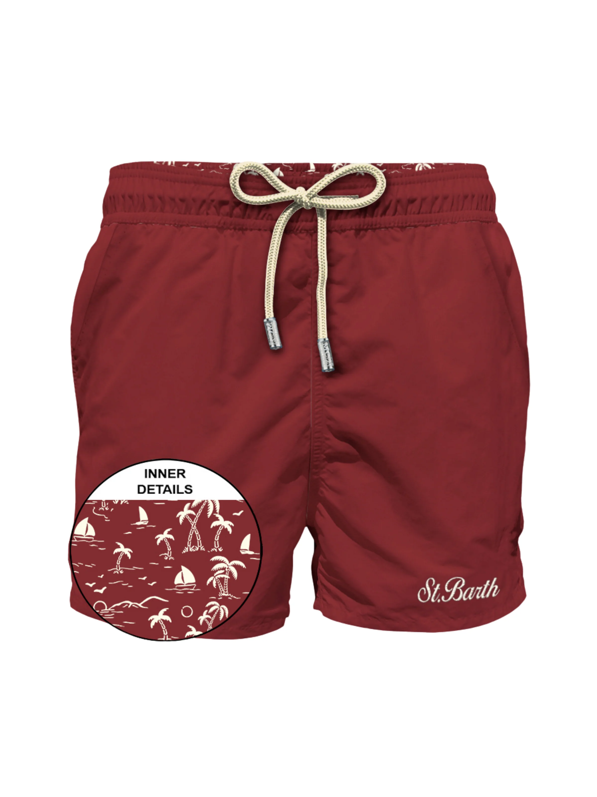 Costume "Patmos" Saint Barth bordeaux con interno floreale