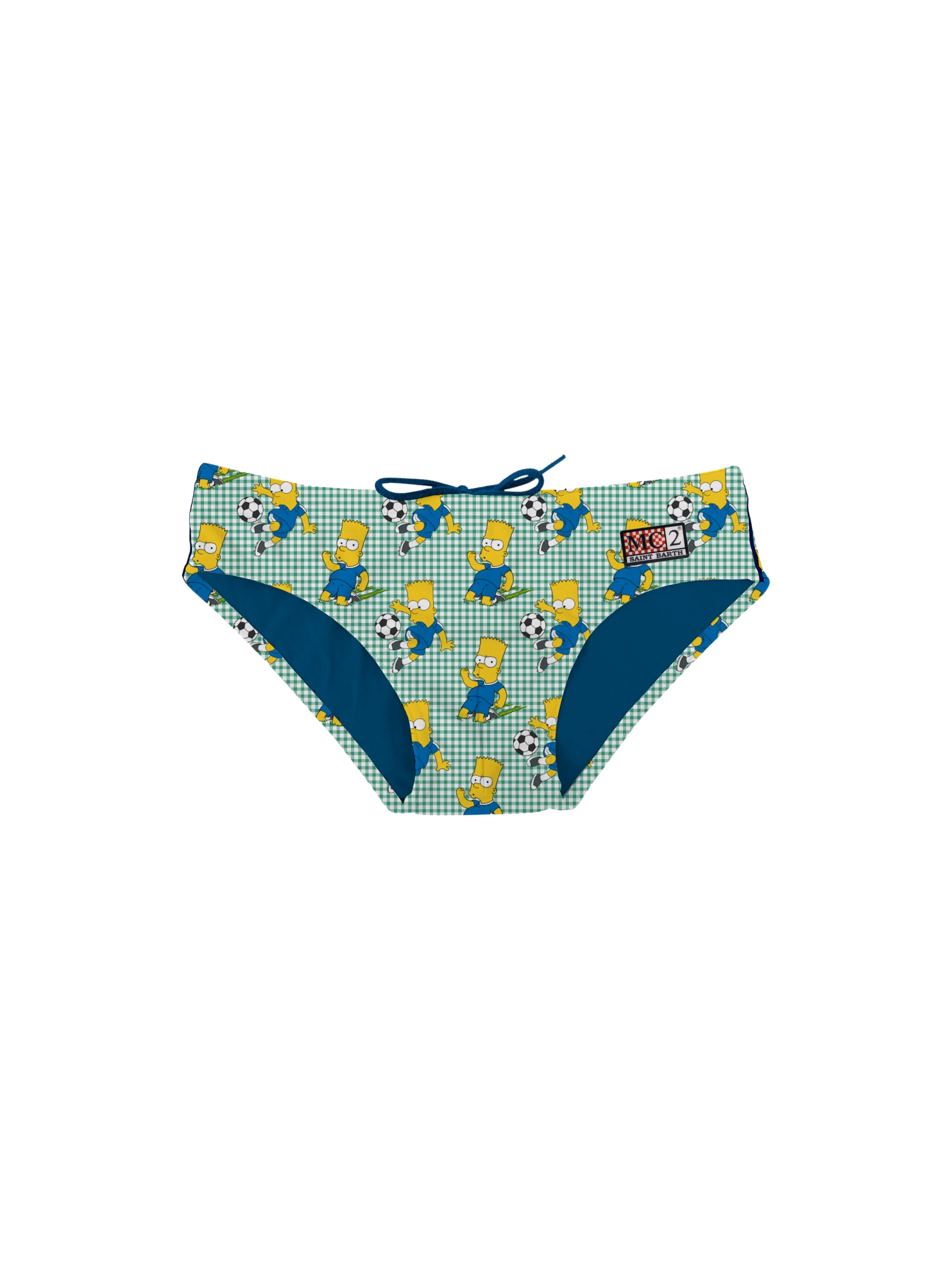 Costume slip Saint Barth verde con stampa Simpson