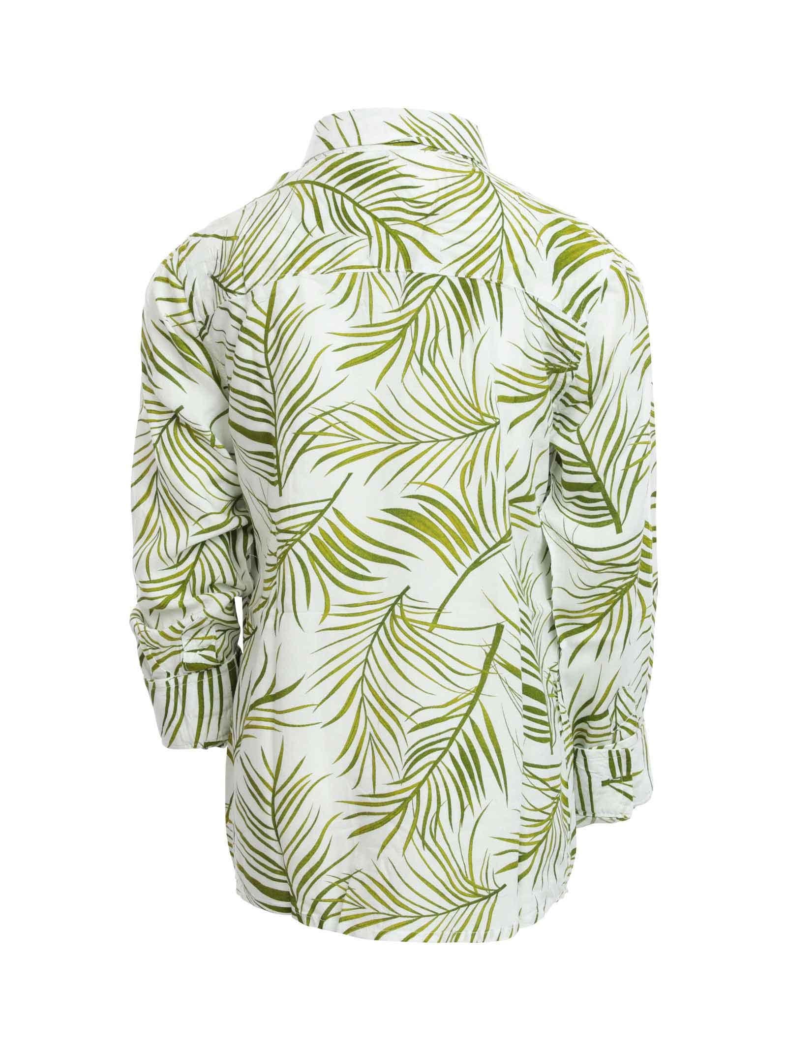 Camicia a manica lunga bianca con fantasia foglie - Image 3