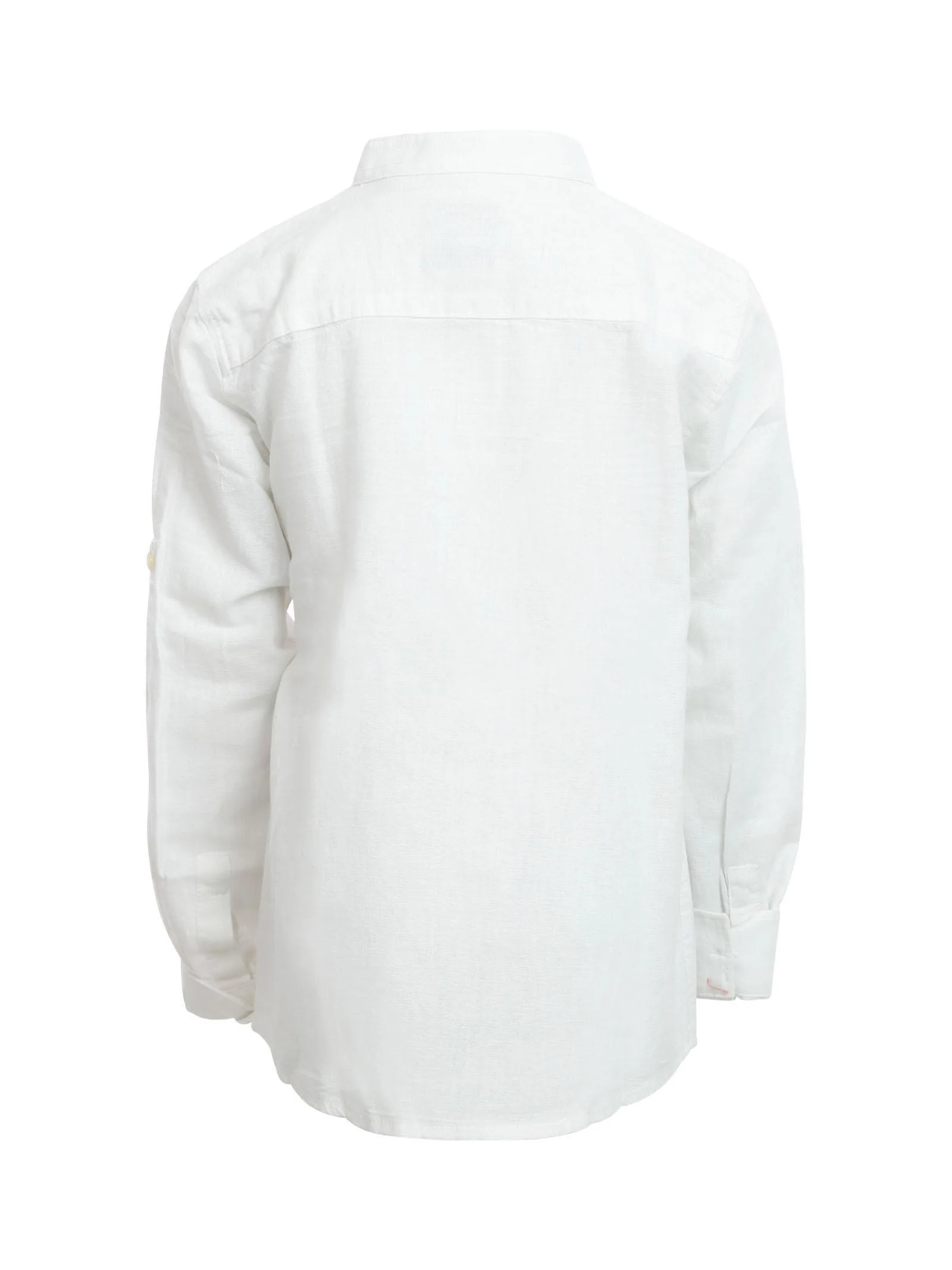 Camicia a manica lunga bianca in misto lino e cotone - Image 3