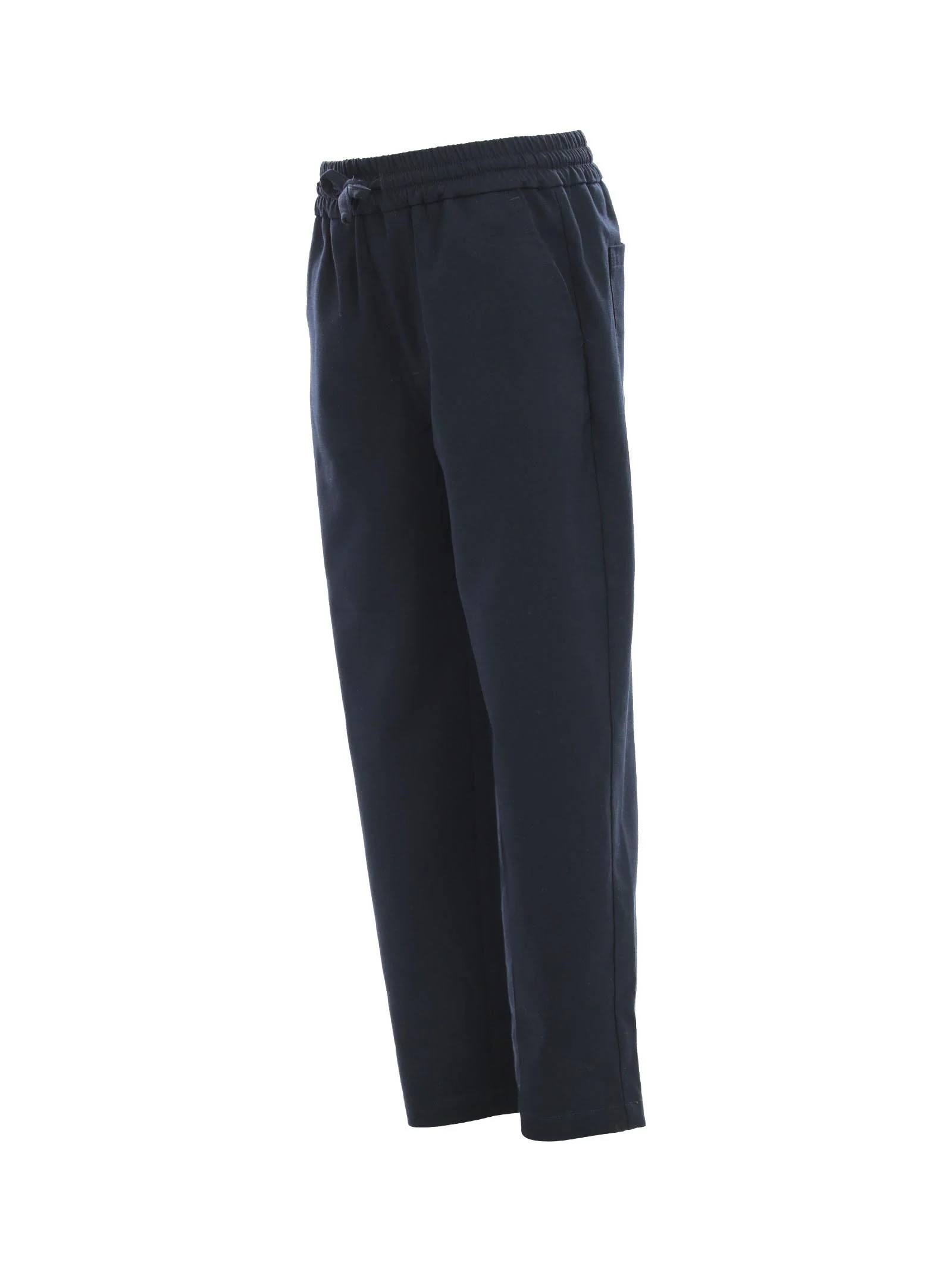 Pantaloni lunghi blu navy con elastico in vita e lacci - Image 2