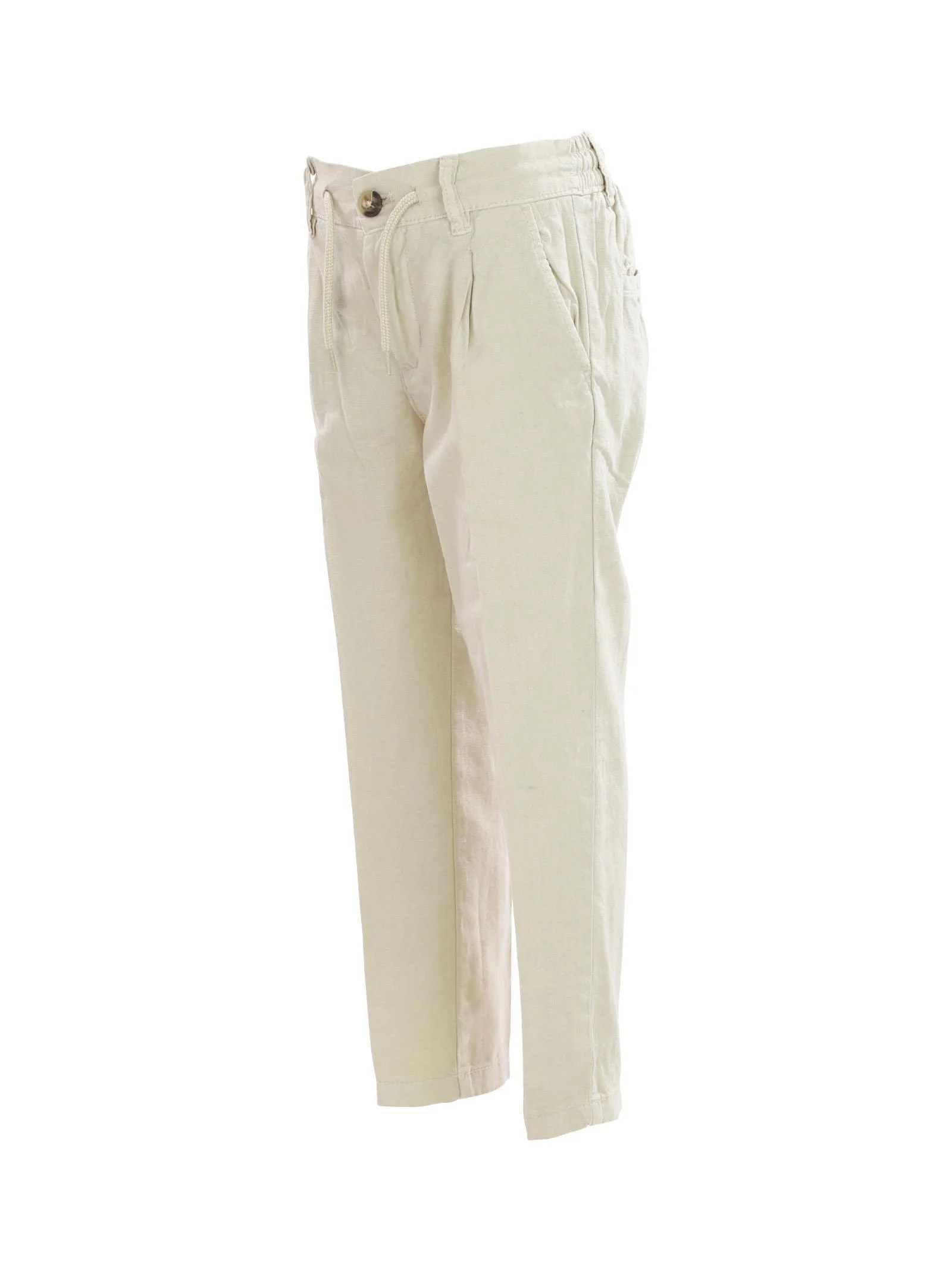 Pantaloni sabbia in lino e cotone con lacci - Image 2