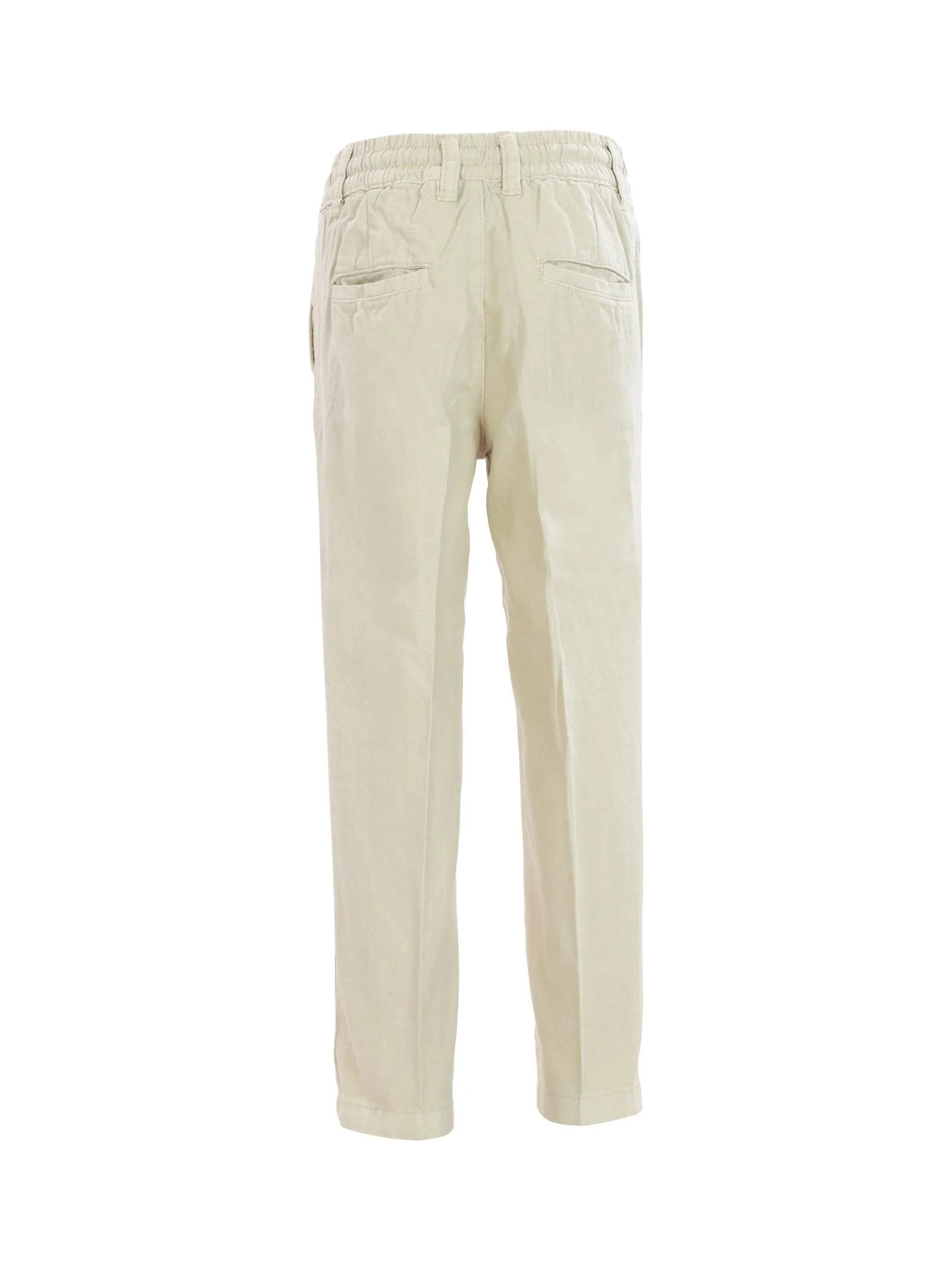 Pantaloni sabbia in lino e cotone con lacci - Image 3