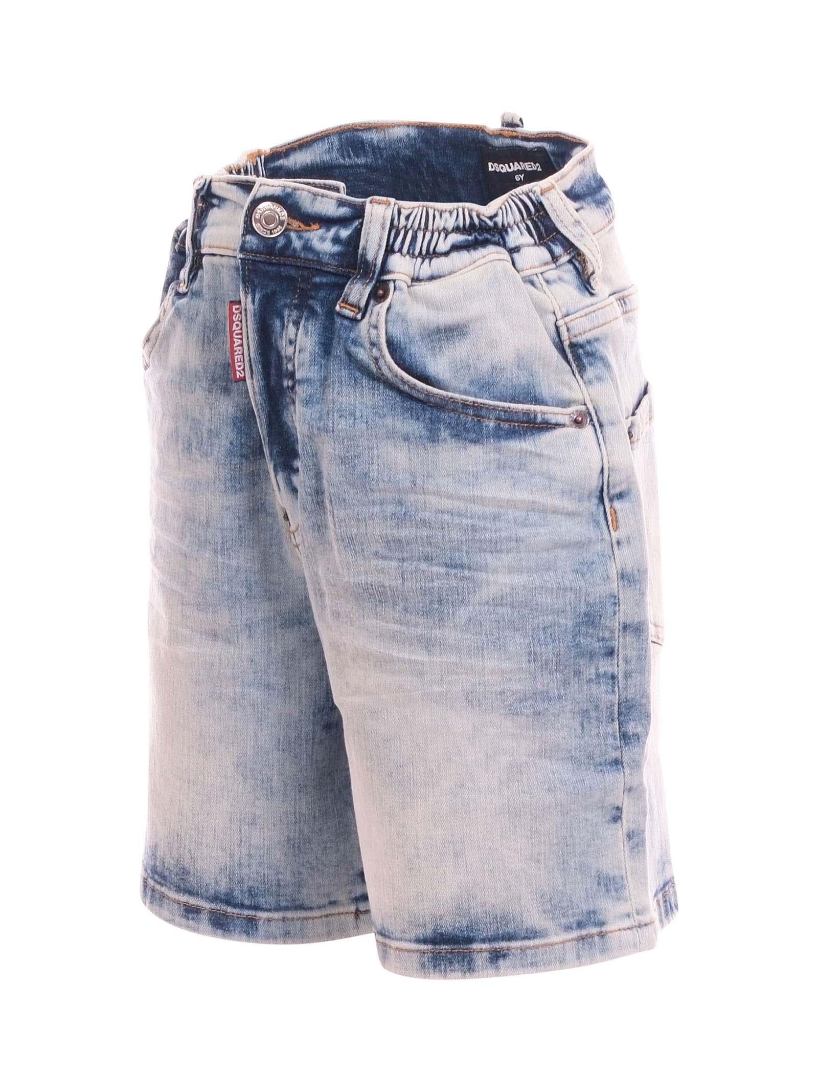 Bermuda Dsquared blu in denim elasticizzato in vita - Image 2