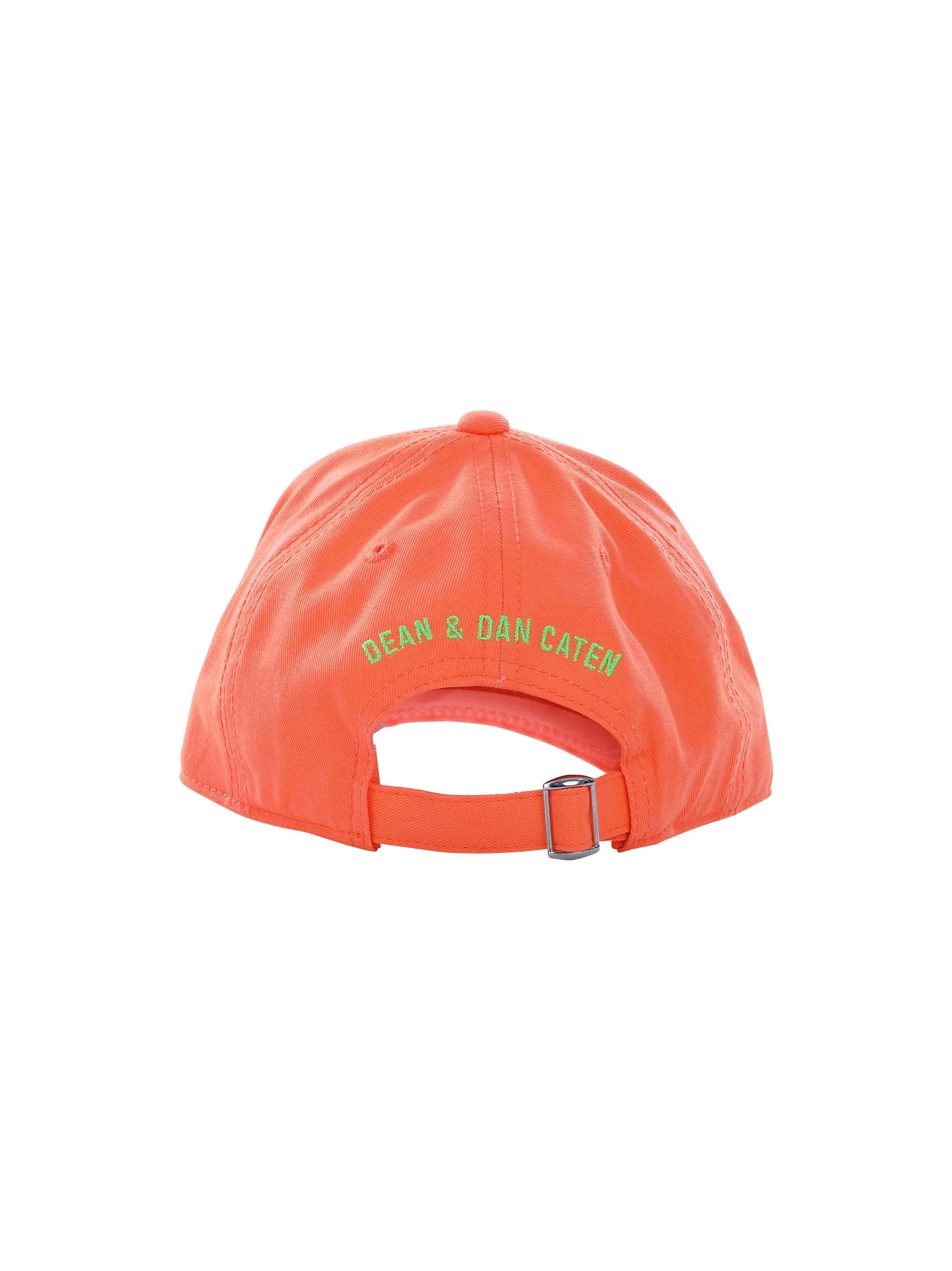 Cappello arancio fluo con visiera e logo Icon verde - Image 3
