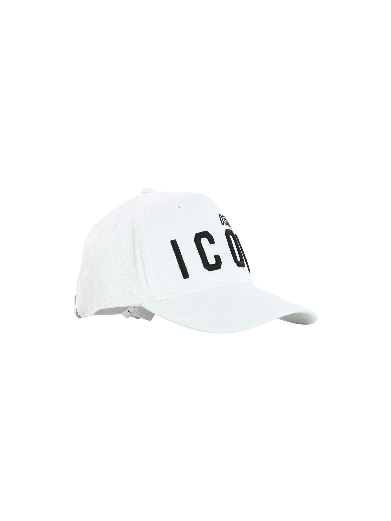 Cappello bianco con visiera e logo Icon nero - Image 2
