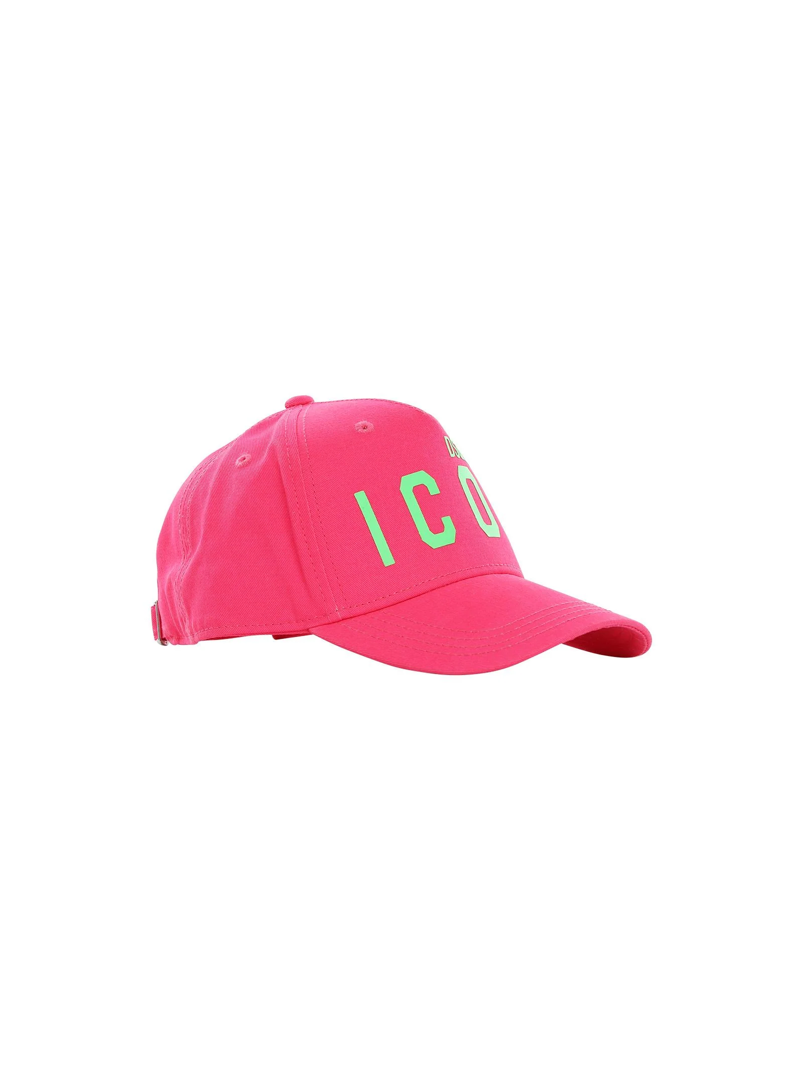 Cappello fucsia fluo con visiera e logo Icon verde fluo - Image 2
