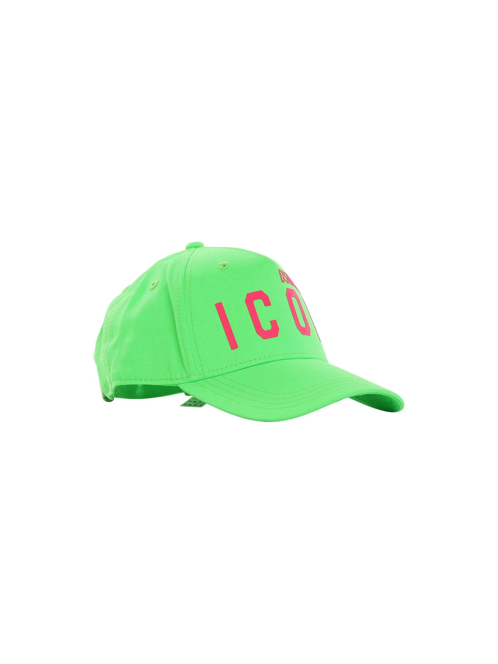 Cappello verde fluo con visiera e logo Icon fucsia fluo - Image 2