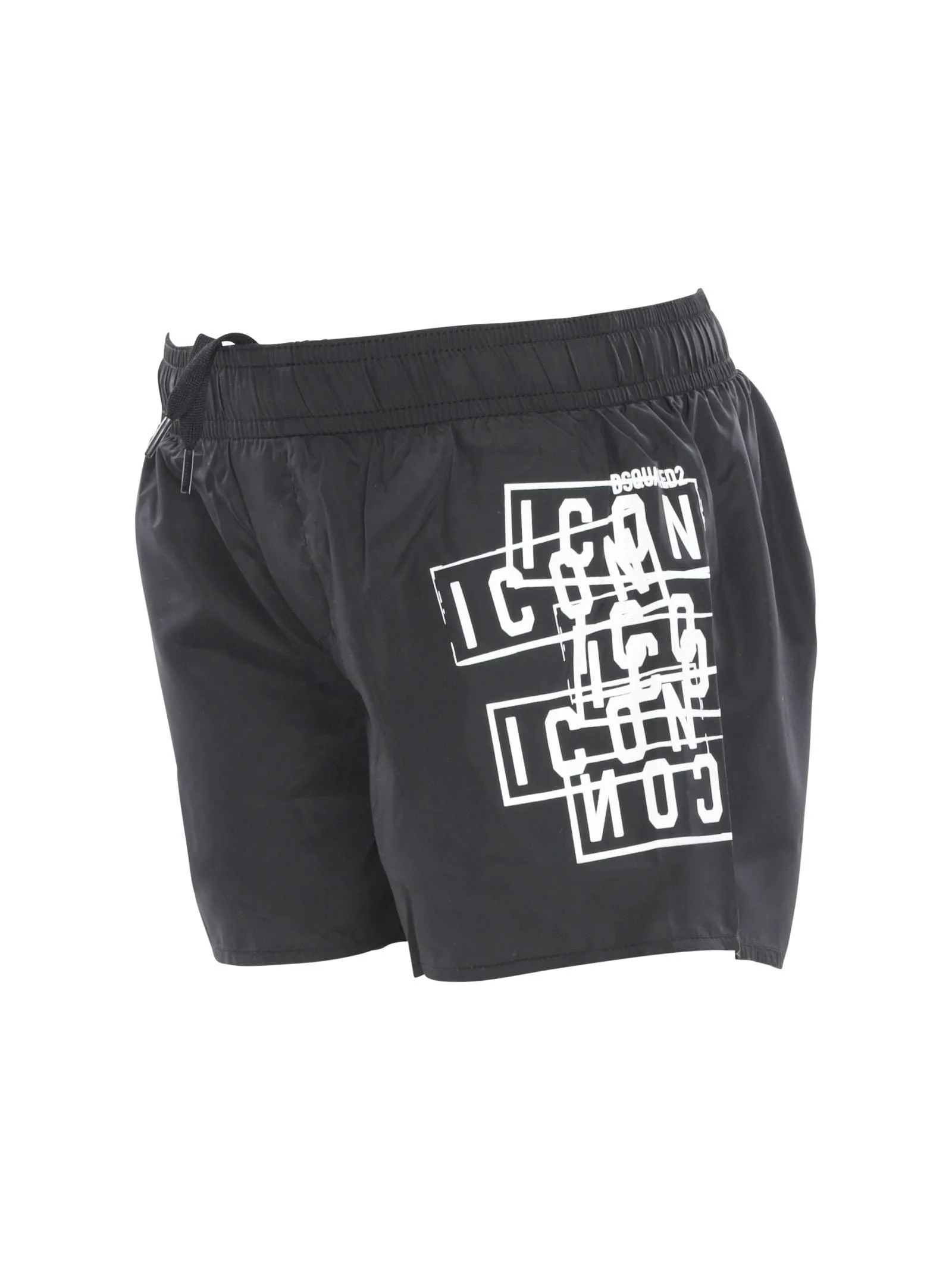 Costume shorts nero con stampa laterale bianca - Image 2