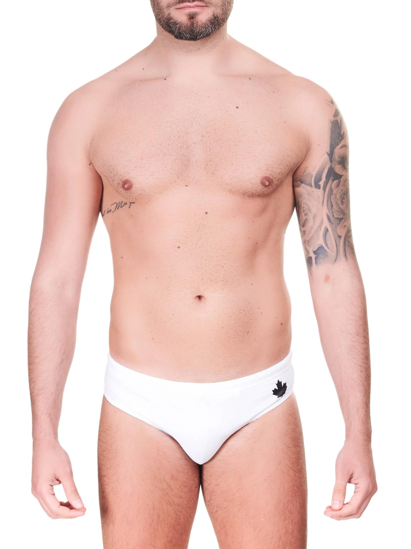 Costume slip bianco con logo