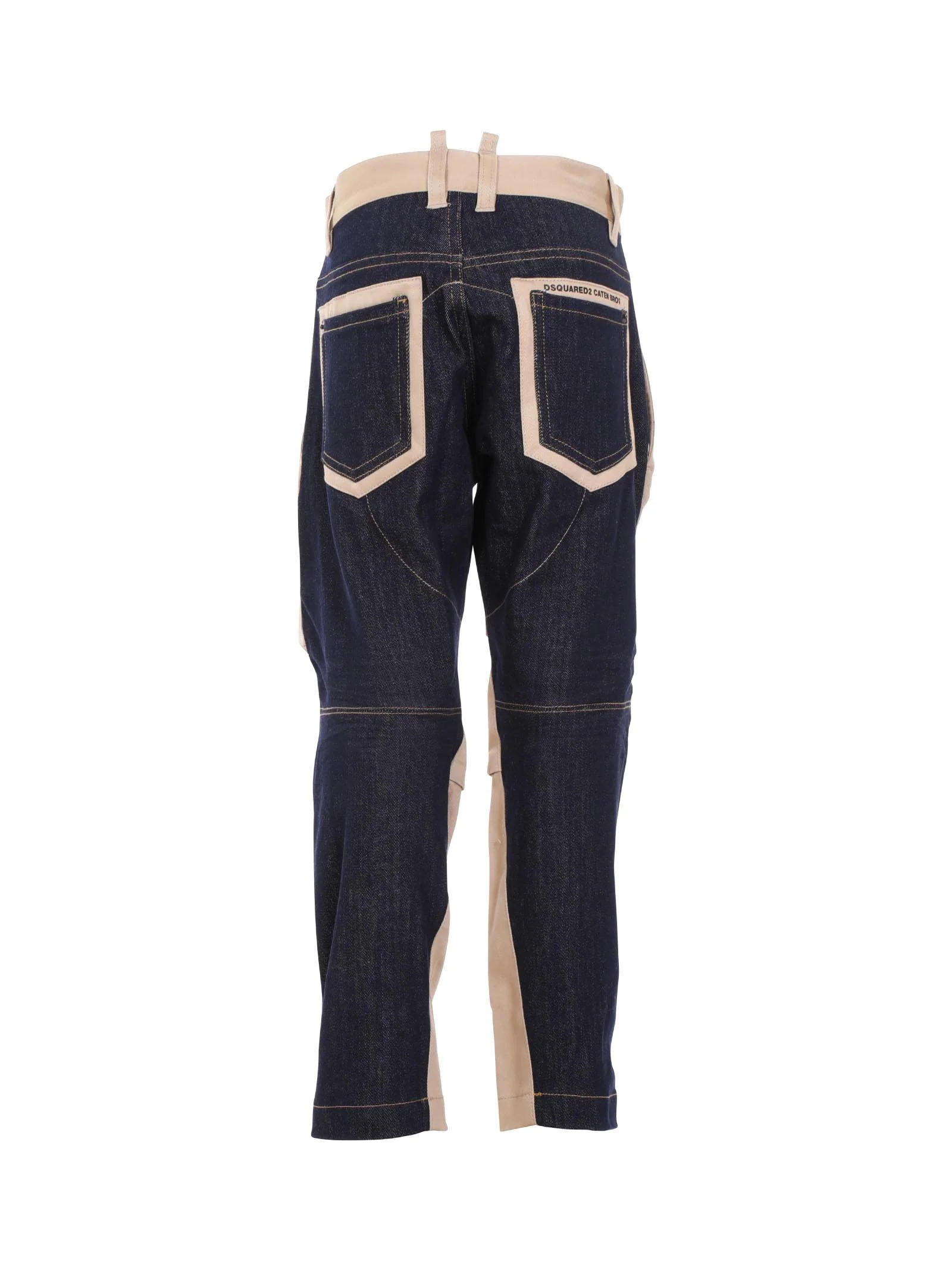 Pantalone Dsquared beige dritto con inserti - Image 3