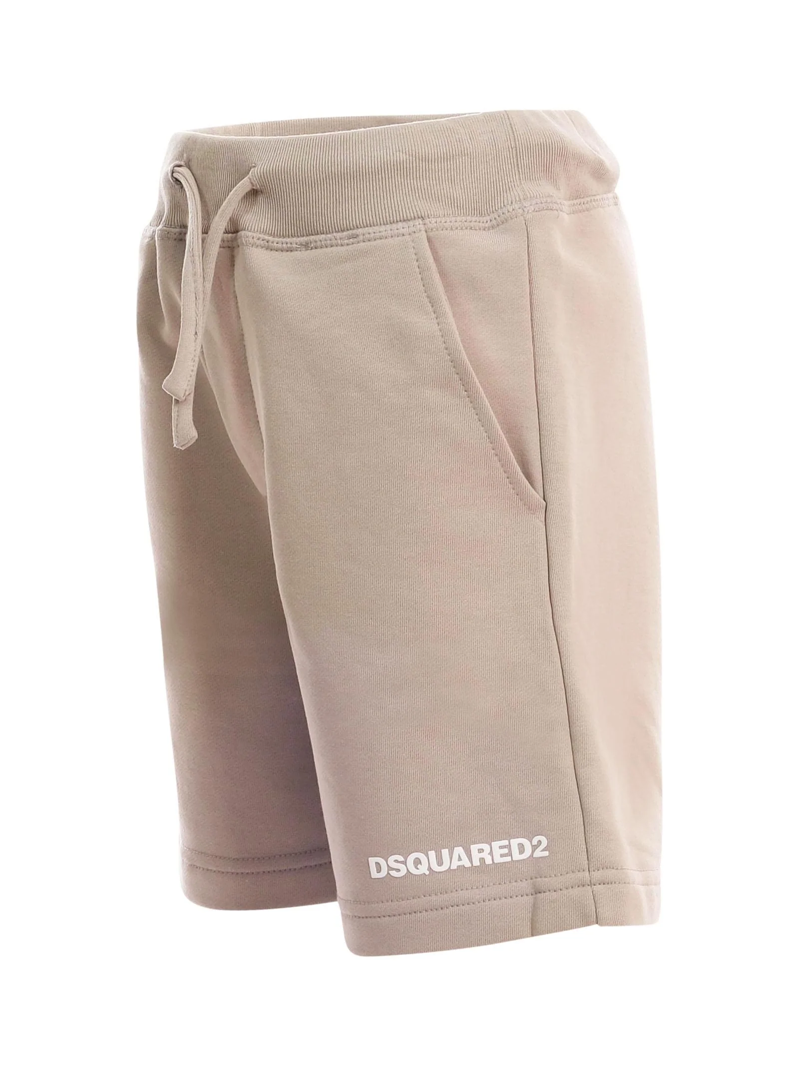 Shorts Dsquared beige con logo lettering sul fondo - Image 2