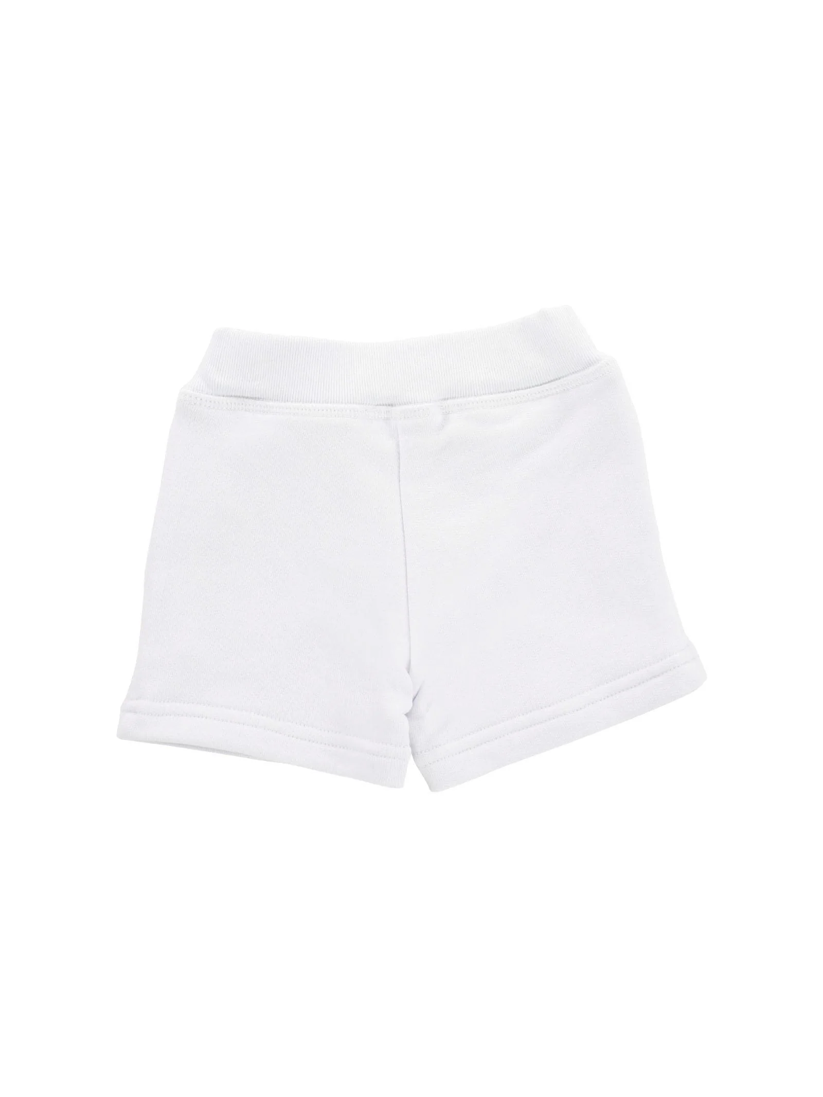 Shorts in cotone bianchi con logo sfumato arancio fluo - Image 2