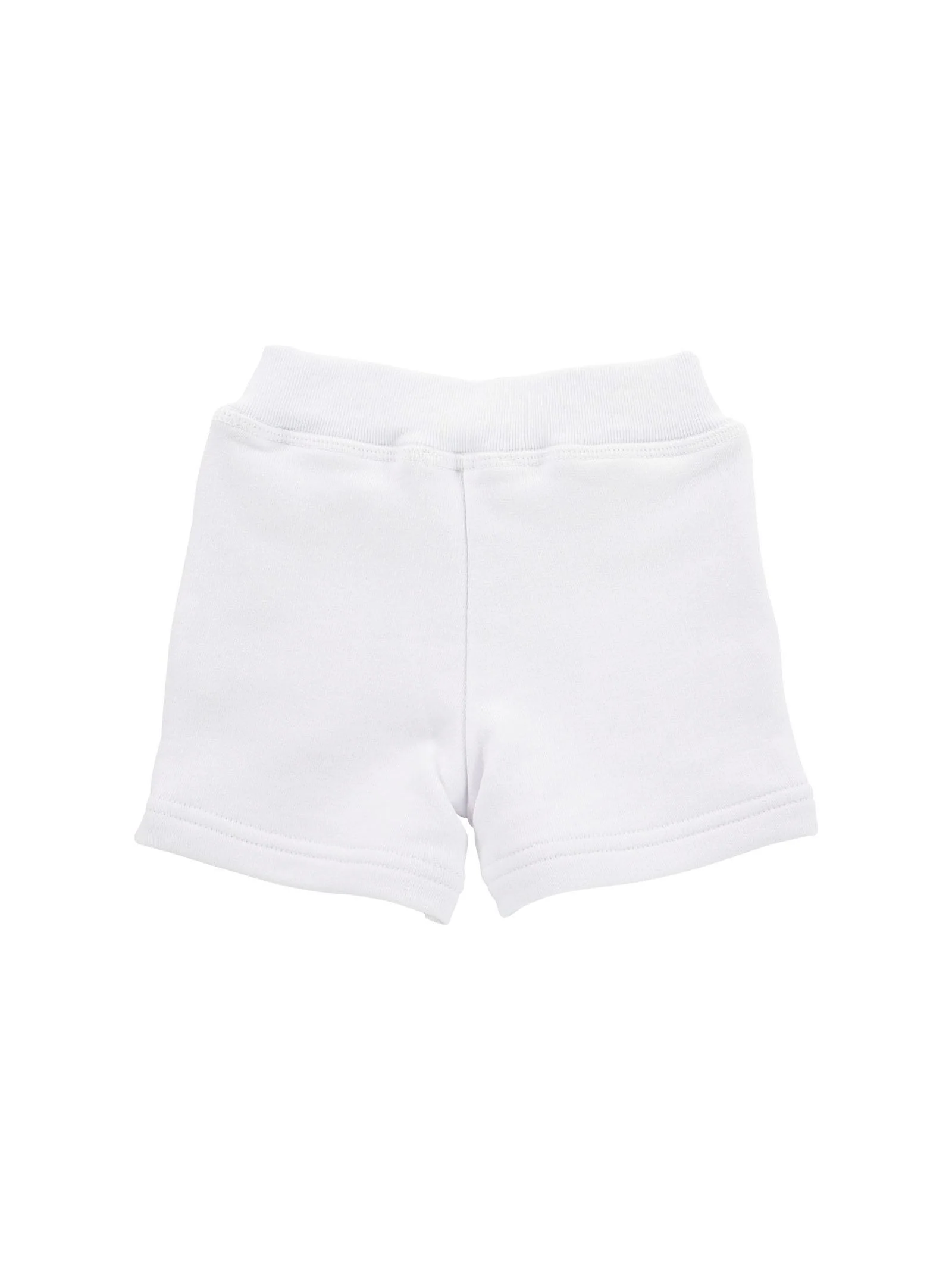 Shorts in cotone bianchi con logo sfumato verde fluo - Image 2