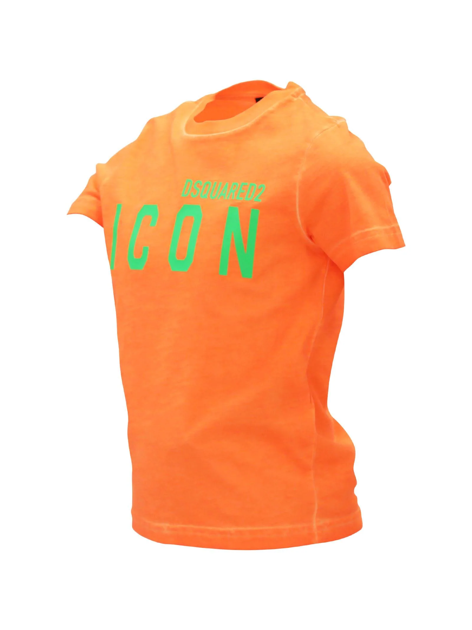 T-shirt arancio fluo con applicazione logo Icon verde - Image 2