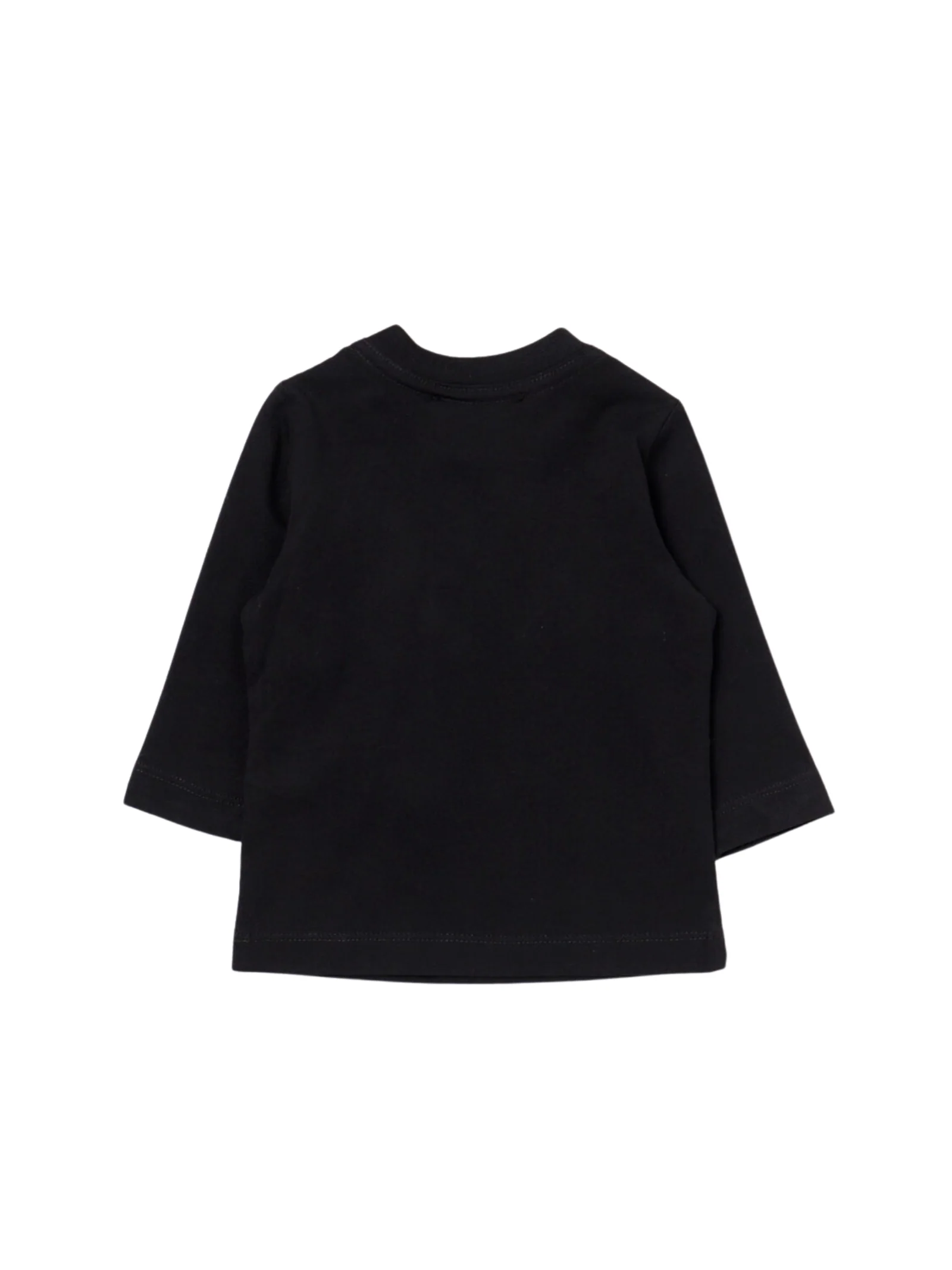 T-shirt manica lunga nera con logo bianco sul fronte - Image 2