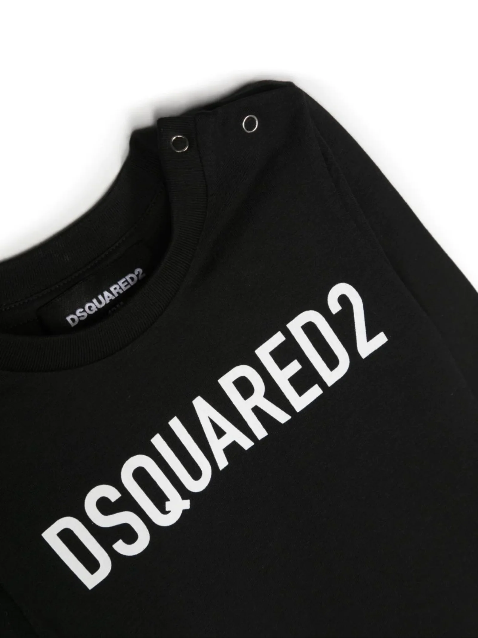 T-shirt manica lunga nera con logo bianco sul fronte - Image 3
