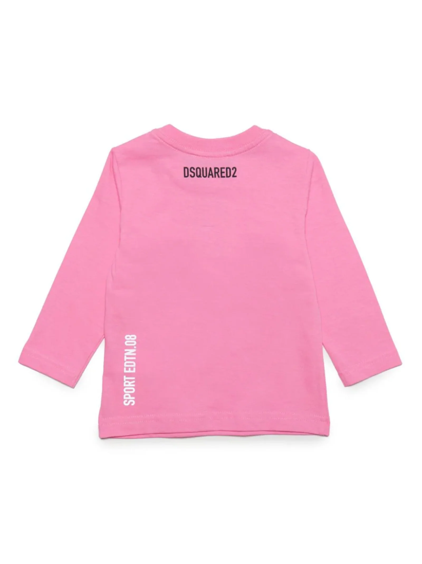T-shirt manica lunga rosa con logo in gomma - Image 2