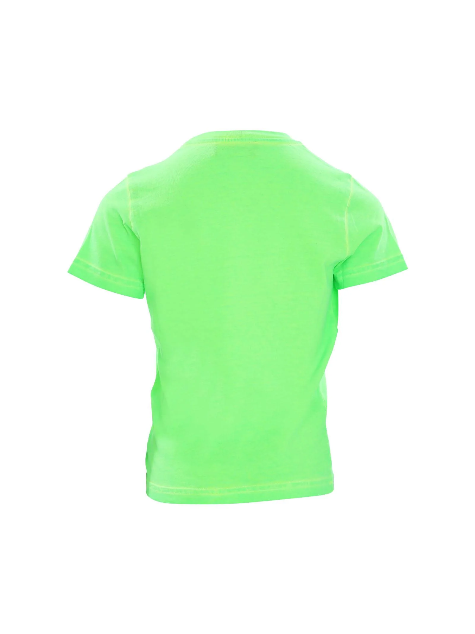 T-shirt verde fluo con applicazione logo Icon fucsia - Image 3