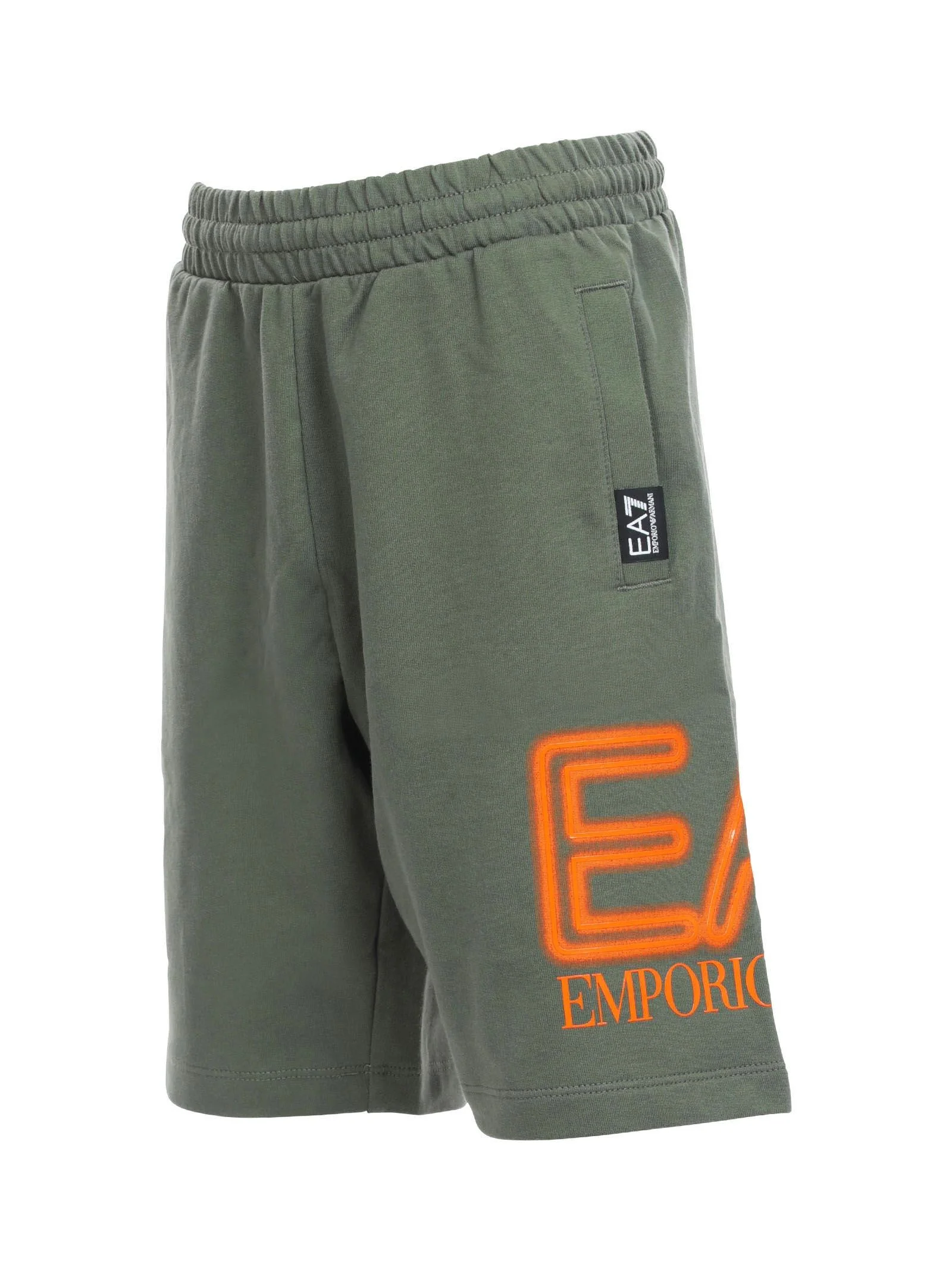 Bermuda verde militare con logo effetto neon - Image 2