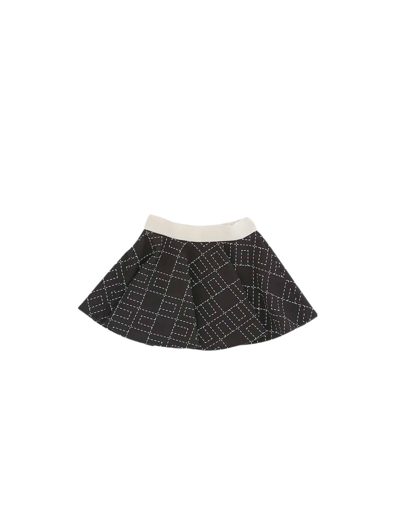 Gonna Elisabetta Franchi nera con motivo geometrico e fascia a contrasto