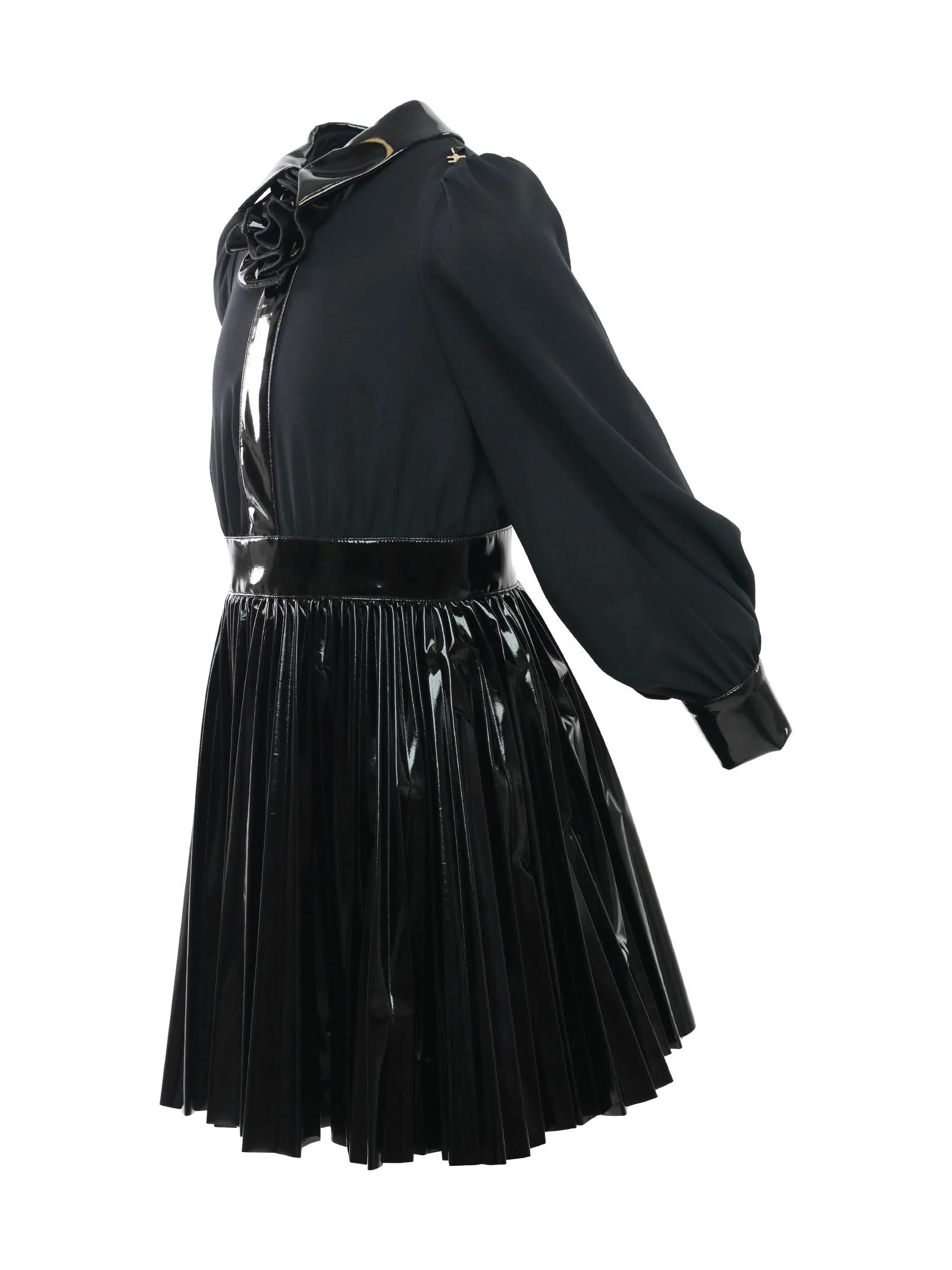 Abito nero con gonna in vinile - Image 2
