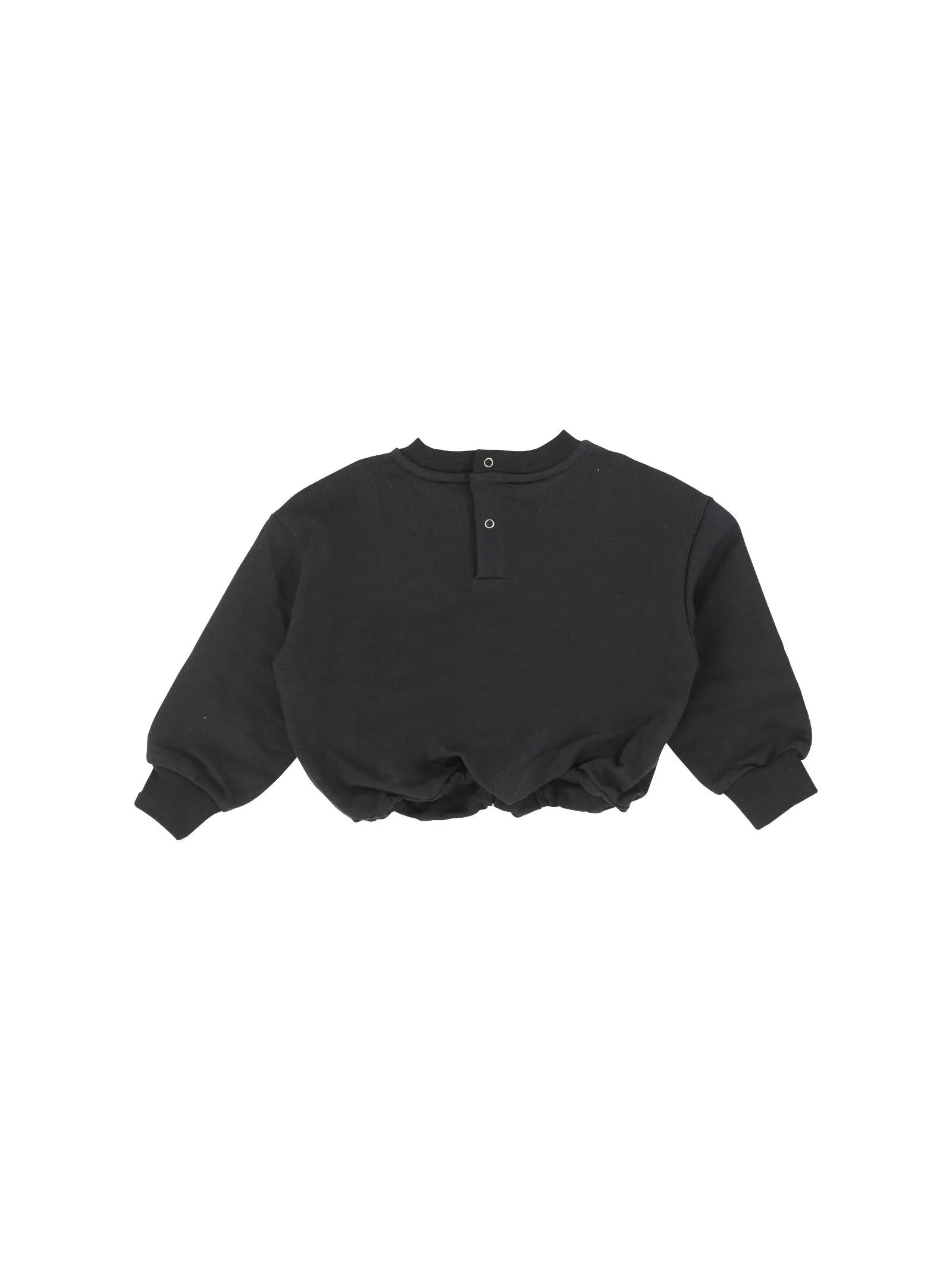 Felpa nera con elastico in vita e scritta ricamata nera - Image 2