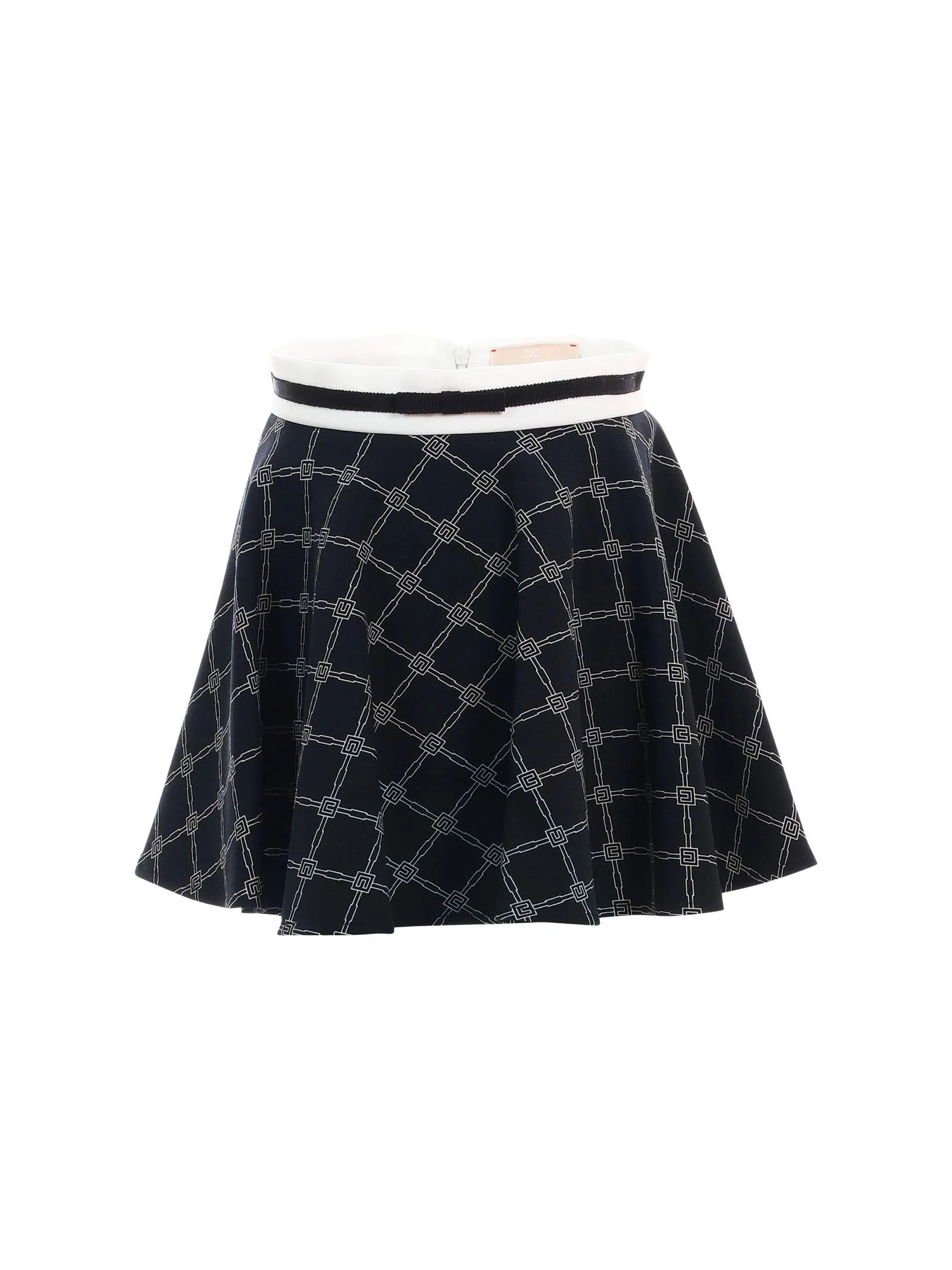 Gonna svasata Elisabetta Franchi nera con fantasia geometrica