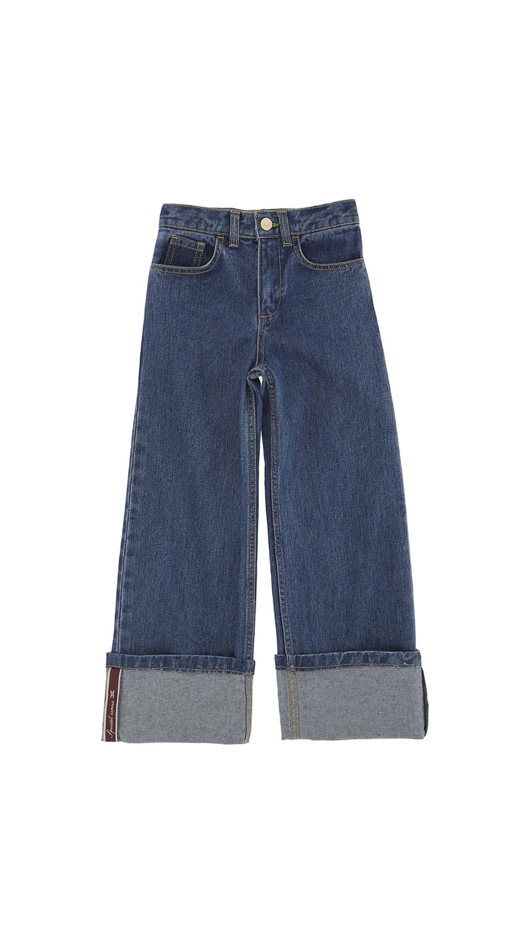 Jeans Elisabetta Franchi denim effetto schiarito gamba ampia