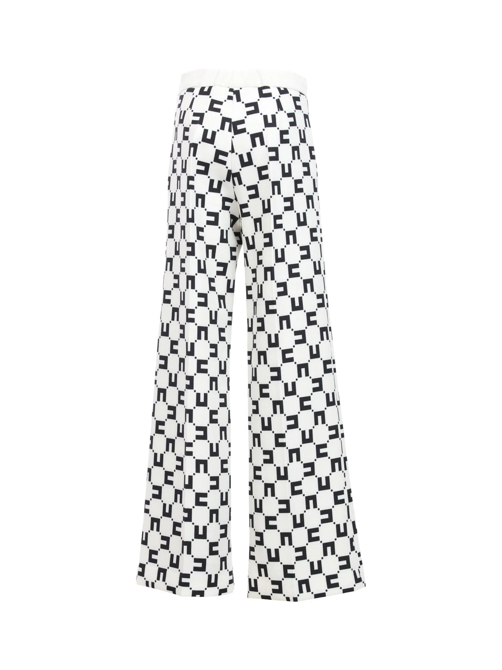 Pantaloni avorio a palazzo con logo nero all over - Image 3