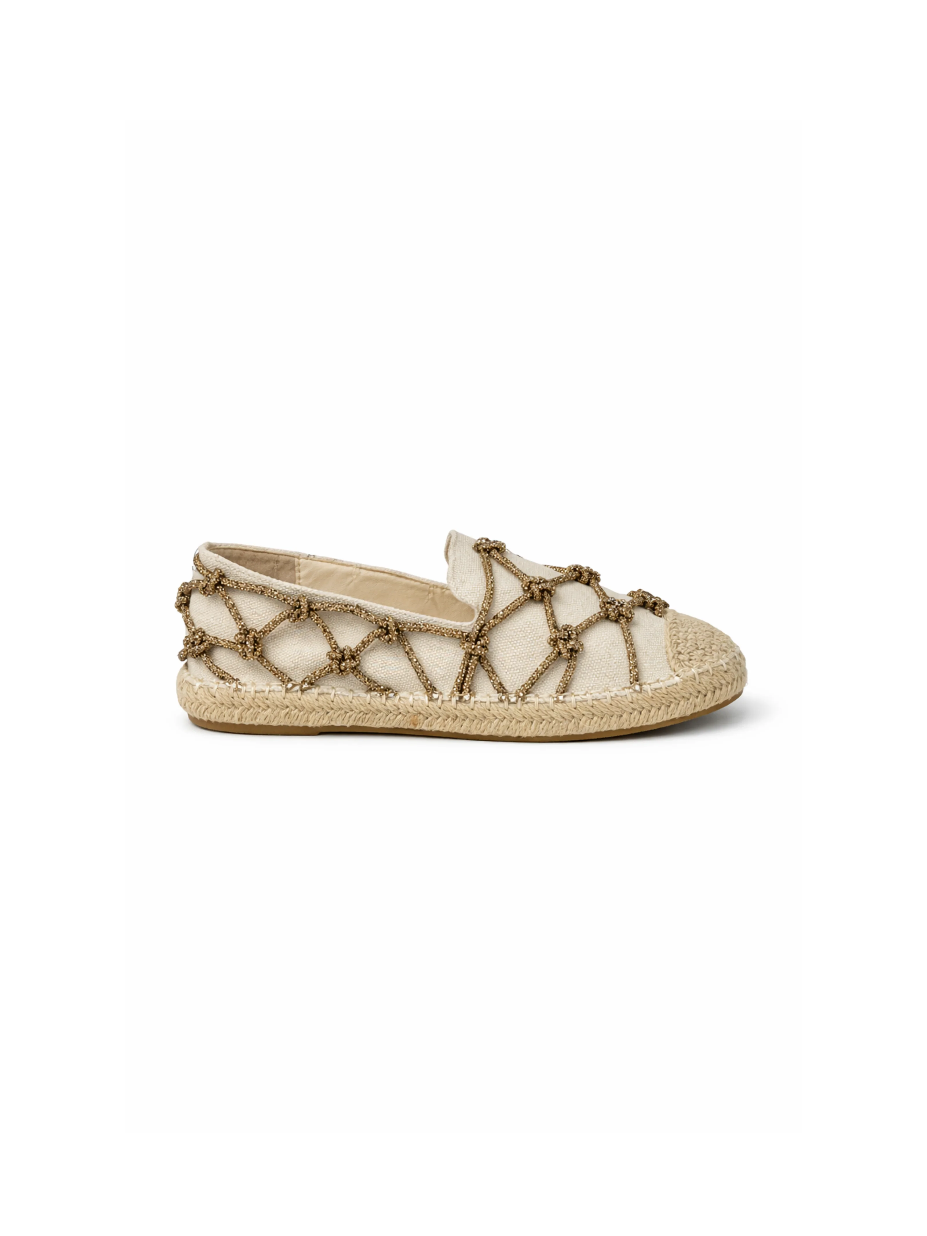 Espradillas Pho Firenze beige con lavorazione intreccio in strass