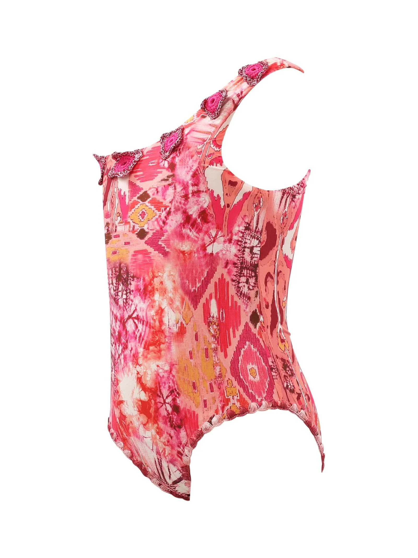 Costume intero a monospalla fantasia fucsia - Image 2