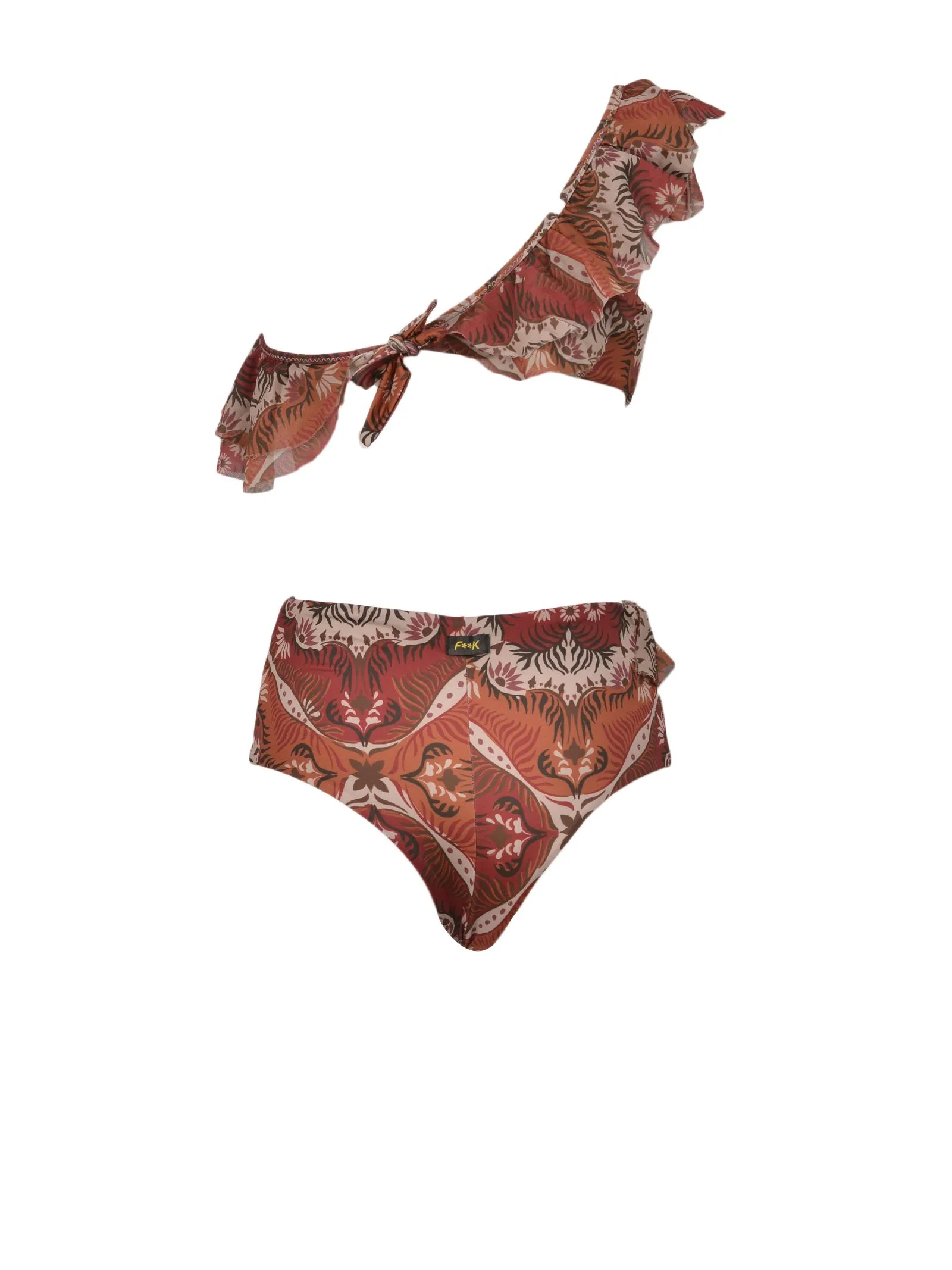 Costume monospalla e slip alto in fantasia Rough - Image 3