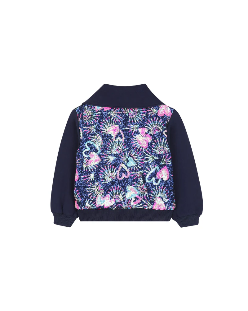 Felpa Billie Blush blu navy con retro glitter e cuori multicolor - Image 2