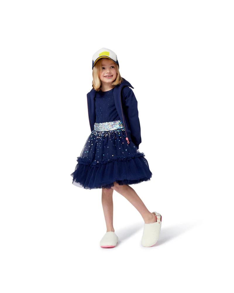Felpa Billie Blush blu navy con retro glitter e cuori multicolor - Image 3