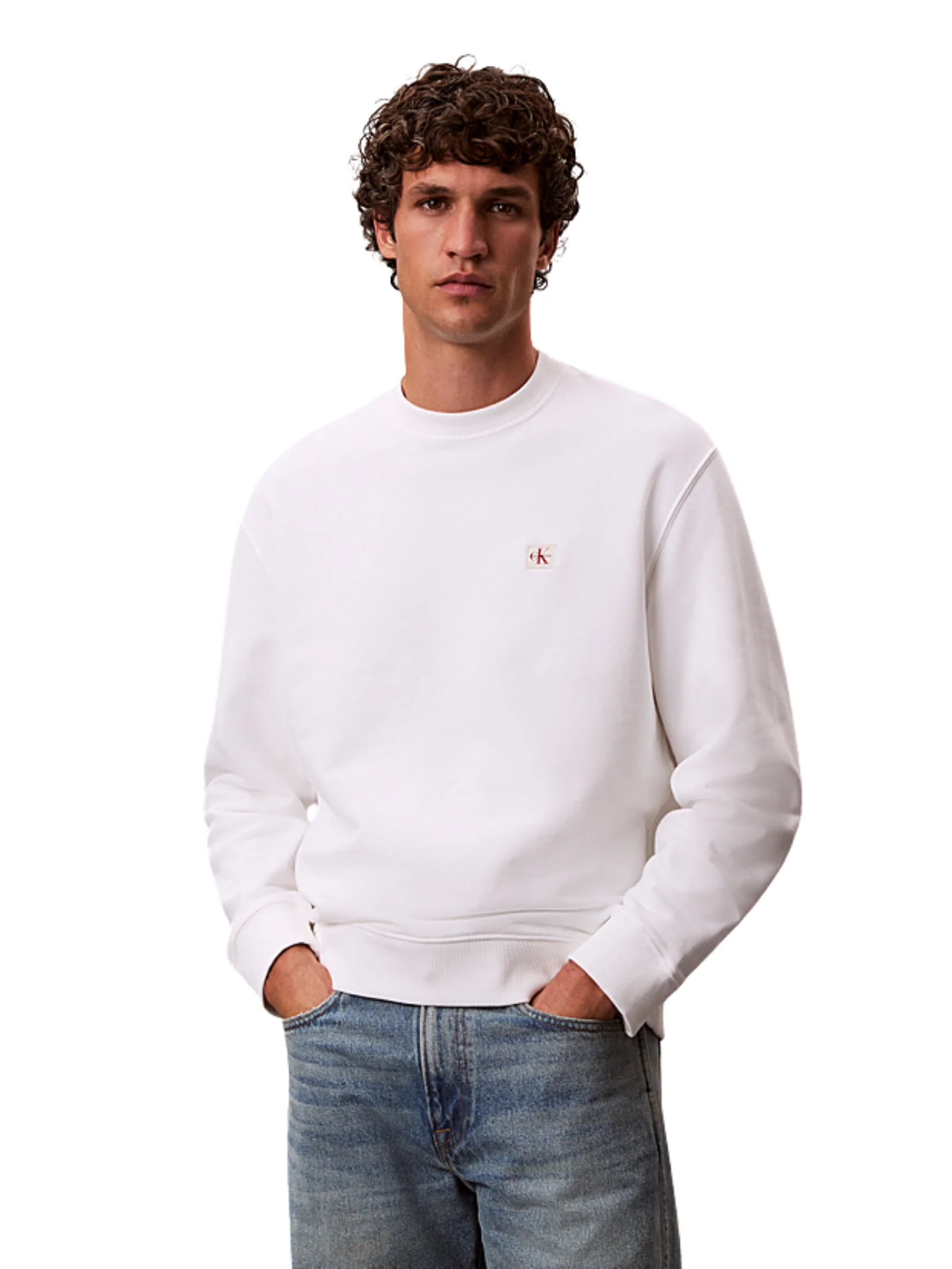 Felpa Calvin Klein bianca con logo CK