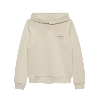 Felpa con cappuccio Calvin Klein beige con logo lettering