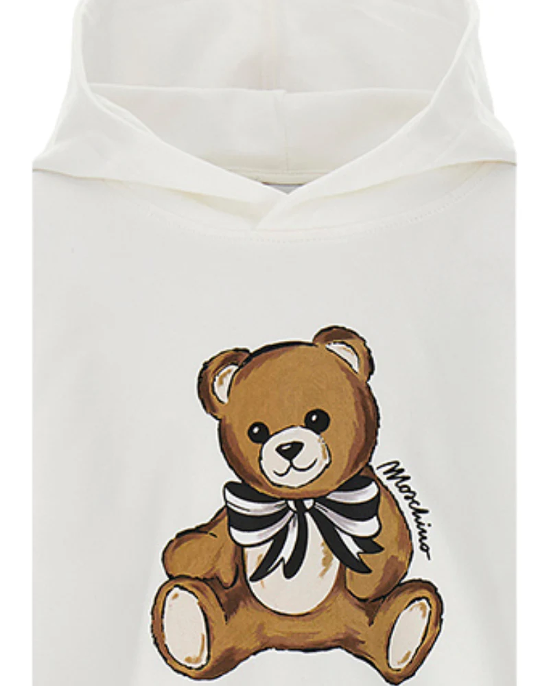 Felpa con cappuccio Moschino bianca con orsetto iconico - Image 2