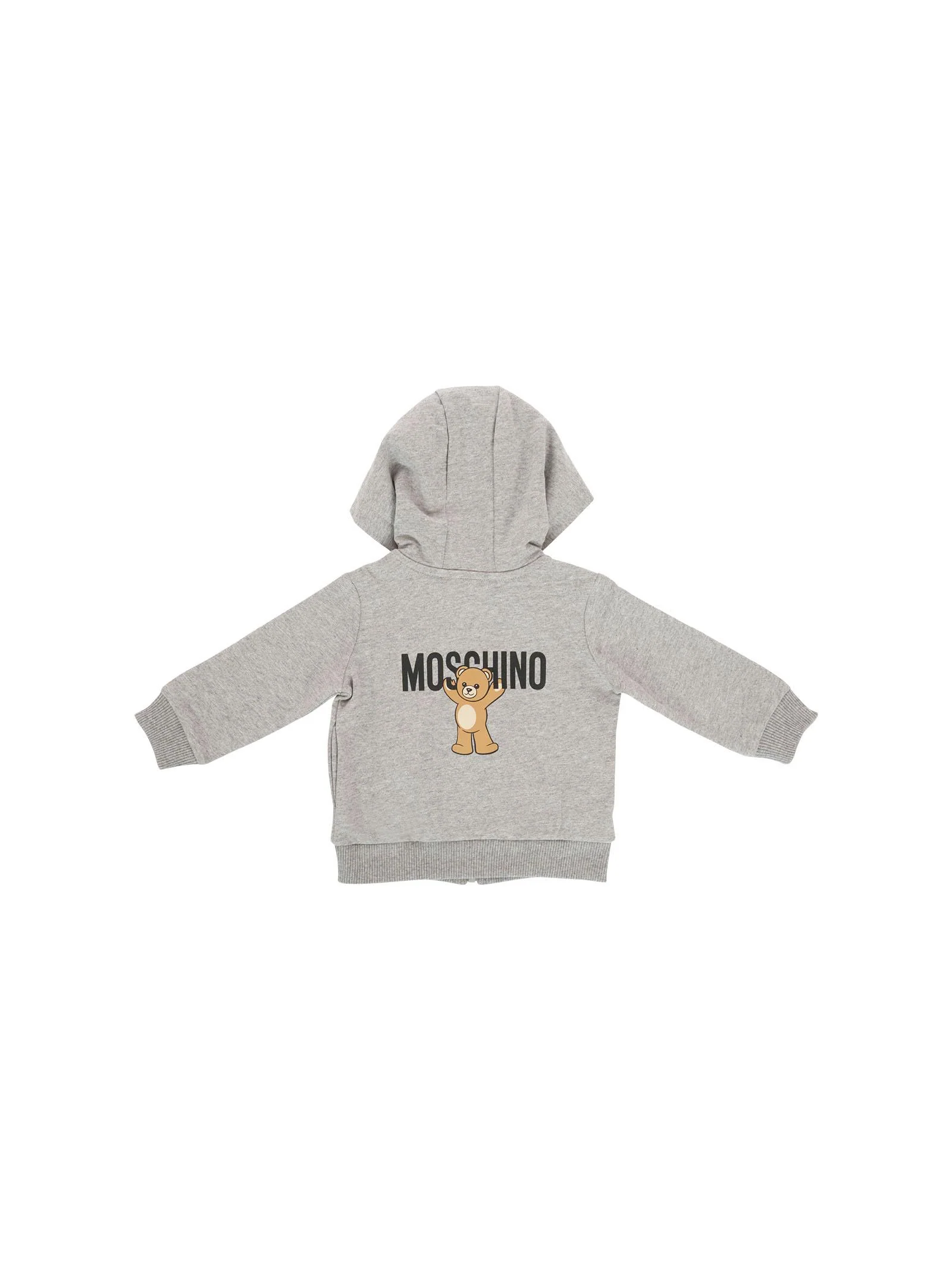 Felpa con cappuccio Moschino grigia con logo e orsetto stampato sul retro - Image 2