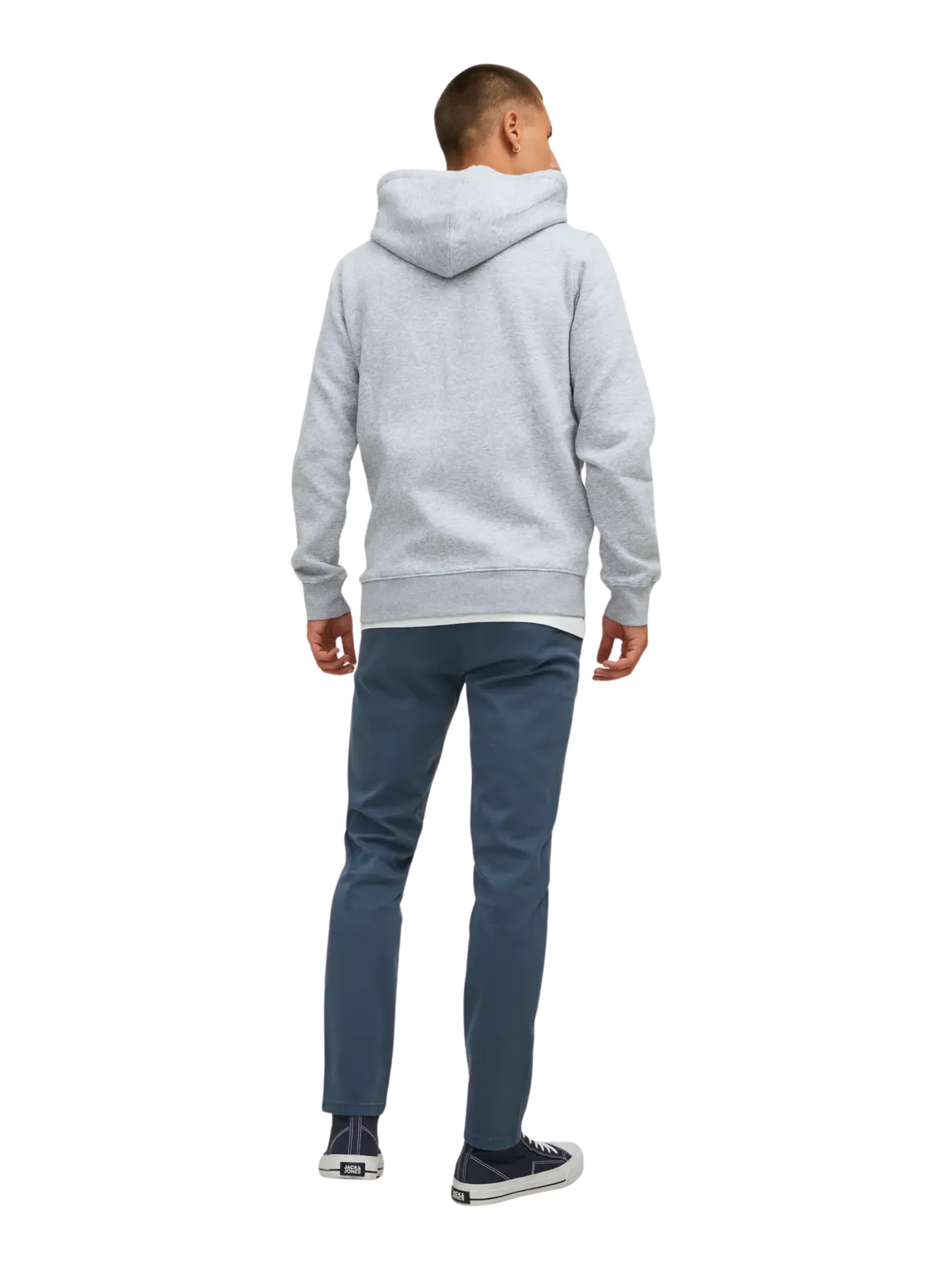 Felpa con zip e cappuccio Jack & Jones grigio chiaro melange - Image 3