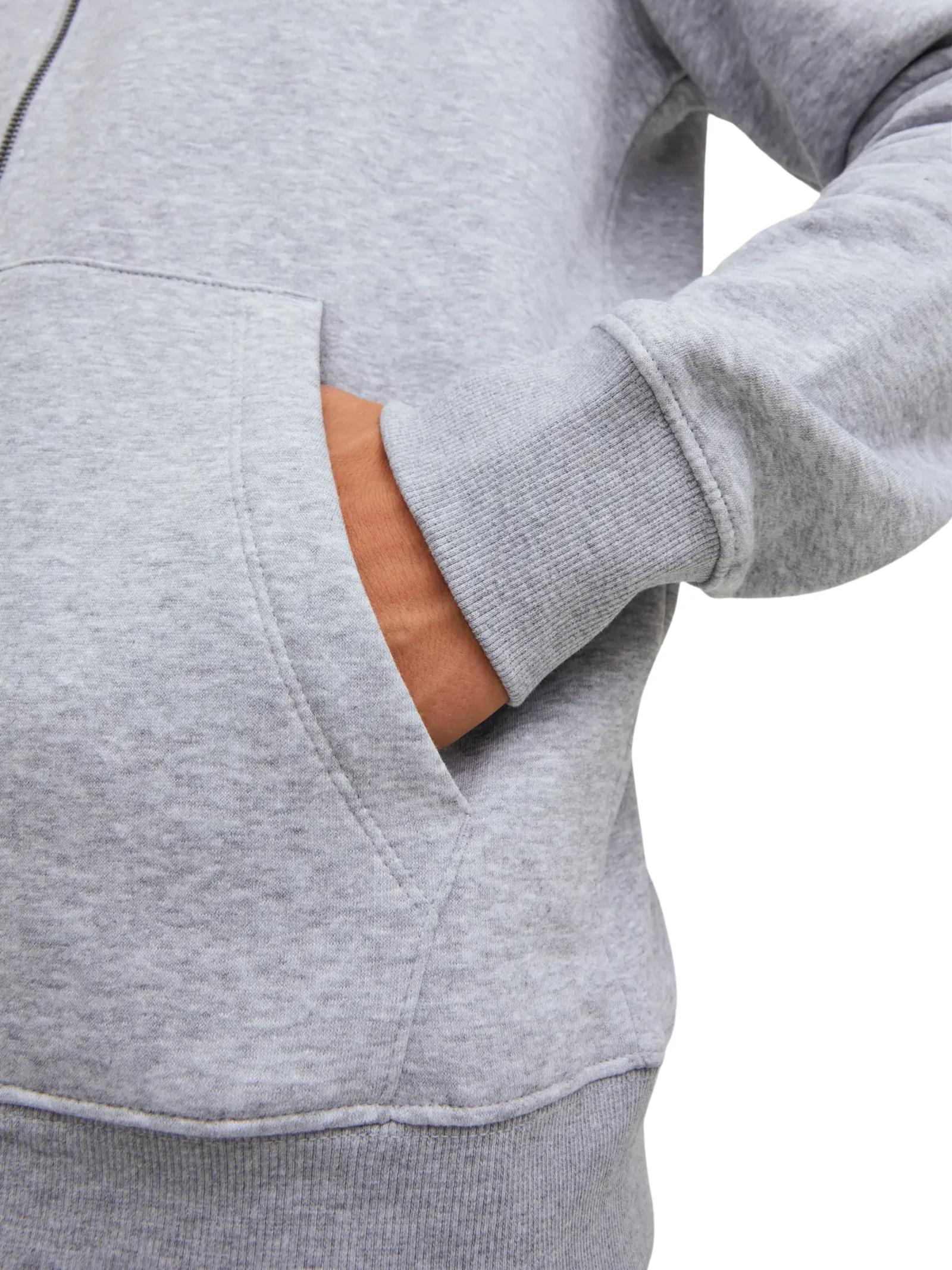 Felpa con zip e cappuccio Jack & Jones grigio chiaro melange - Image 4
