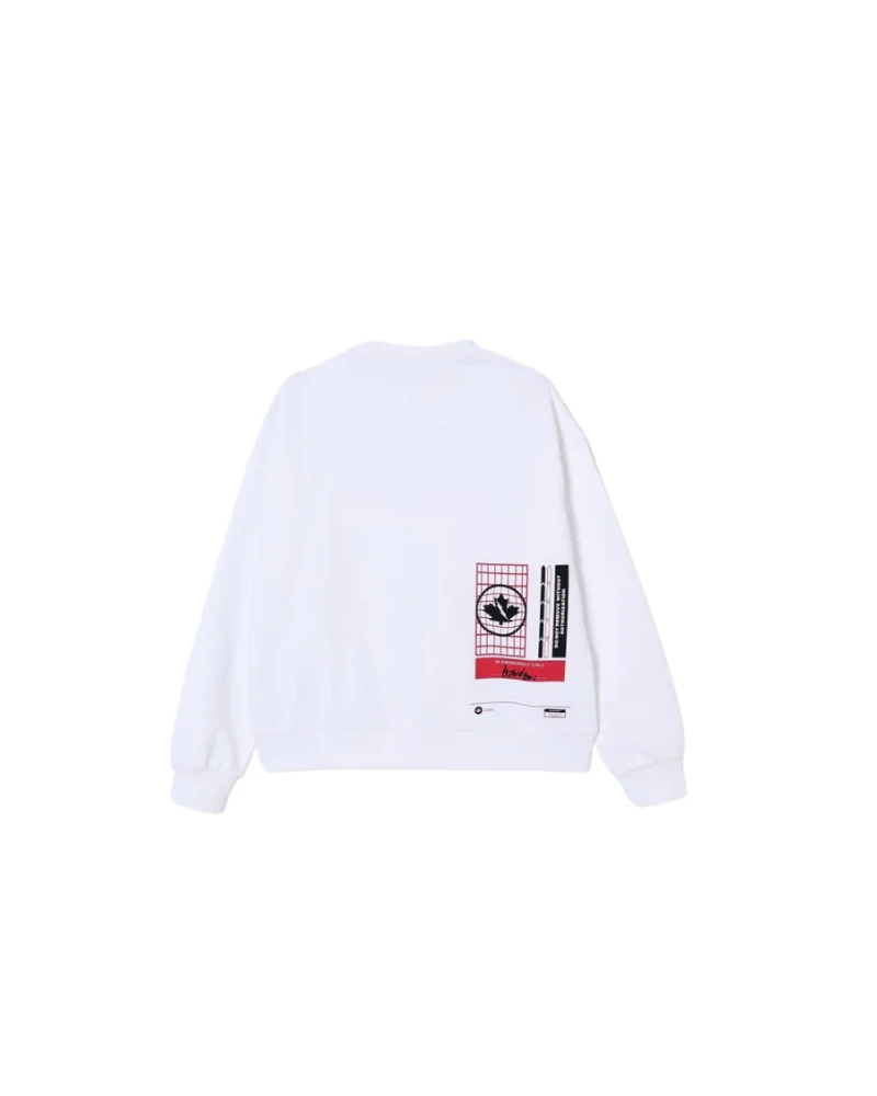 Felpa Dsquared bianca con logo lettering davanti e stampa laterale dietro - Image 2