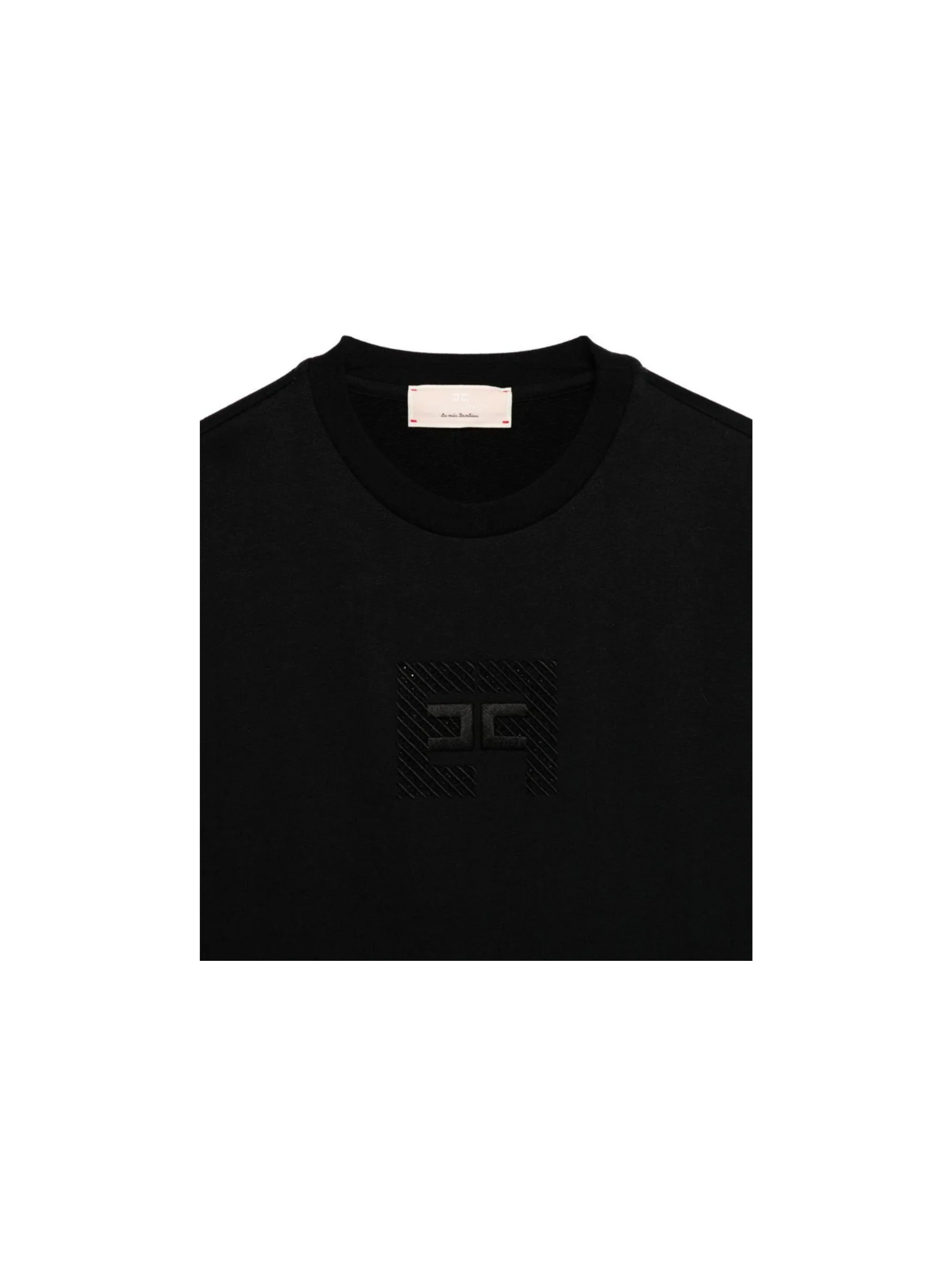 Felpa Elisabetta Franchi nera con logo tono su tono - Image 3