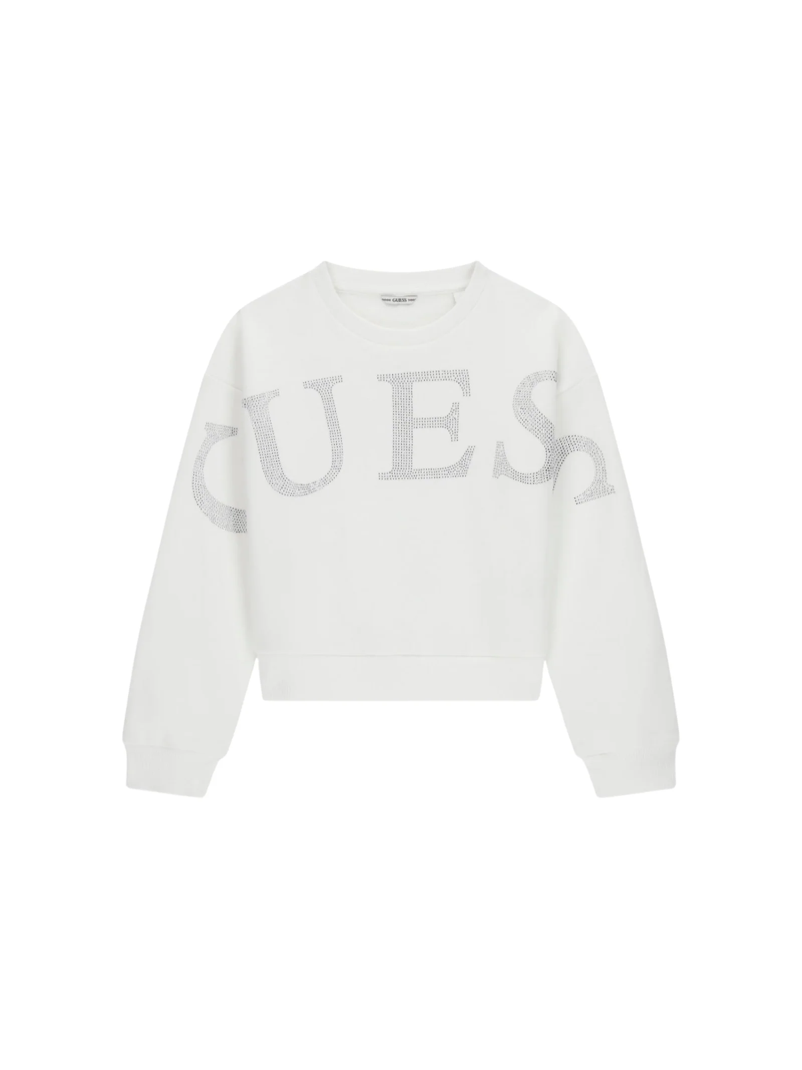 Felpa Guess bianca con logo argentato