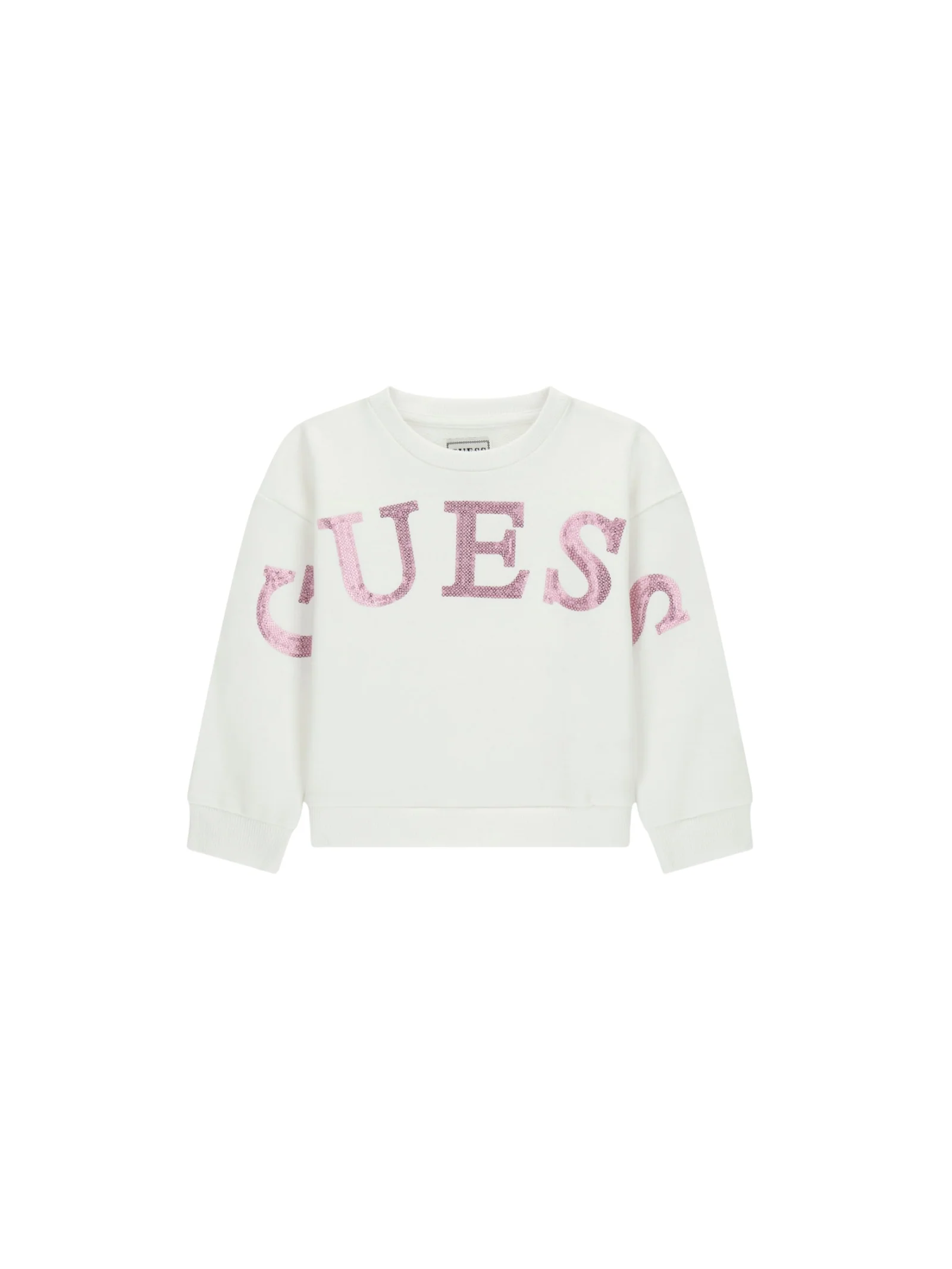 Felpa Guess bianca con logo argentato