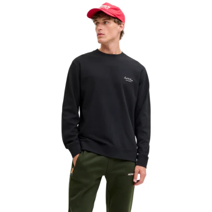 Felpa Jack & Jones nera con logo lettering sul petto - Image 2