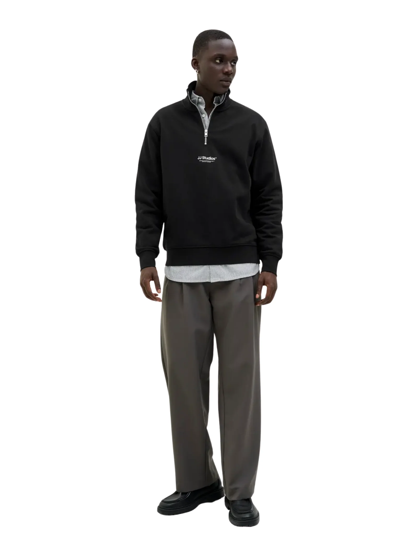 Felpa Jack & Jones nero con mezza zip - Image 2